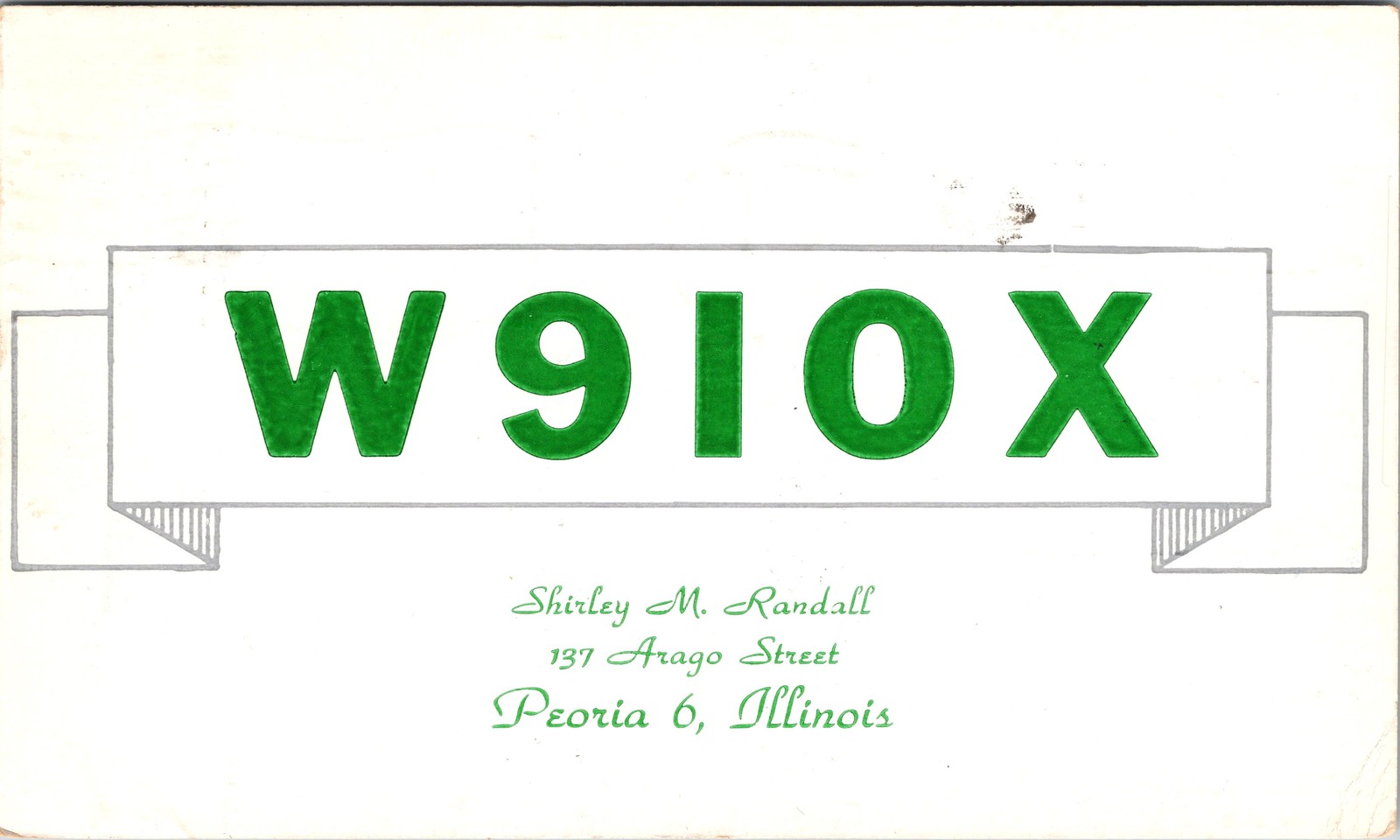 QSL Card USA Illinois Peoria W910X 1949