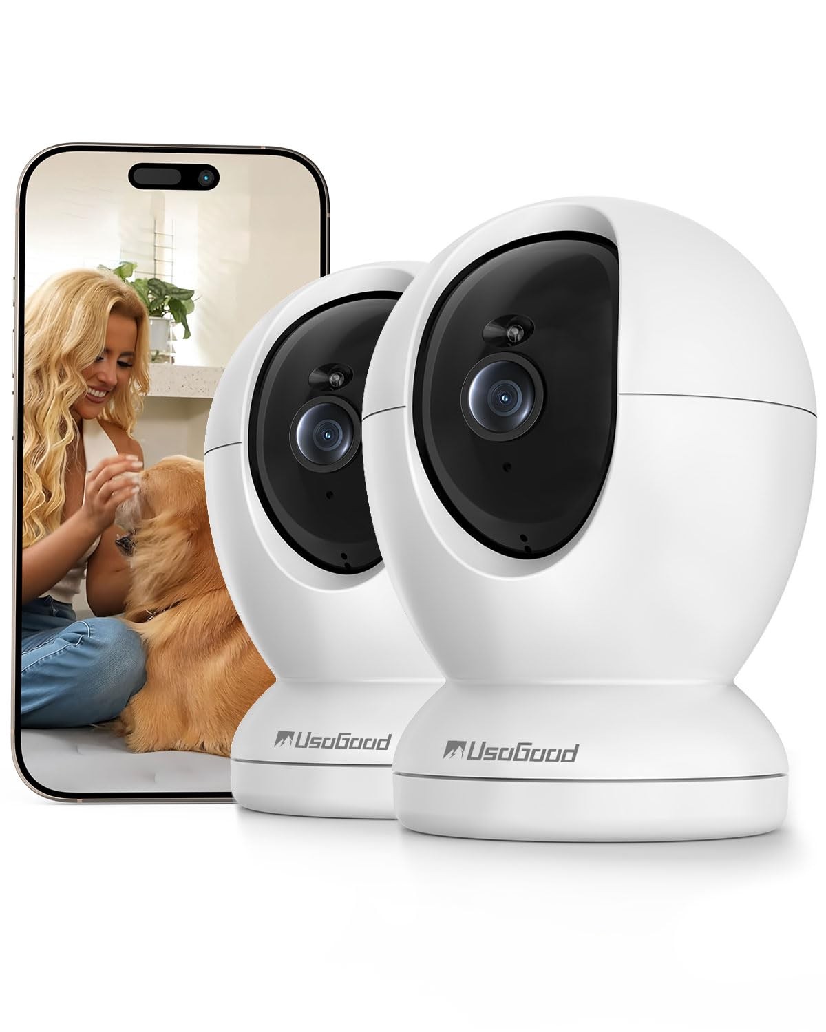 2,5K Indoor Camera 360 Security Baby Pet App 5G 2.4Ghz WiFi Tracking 2-Pack