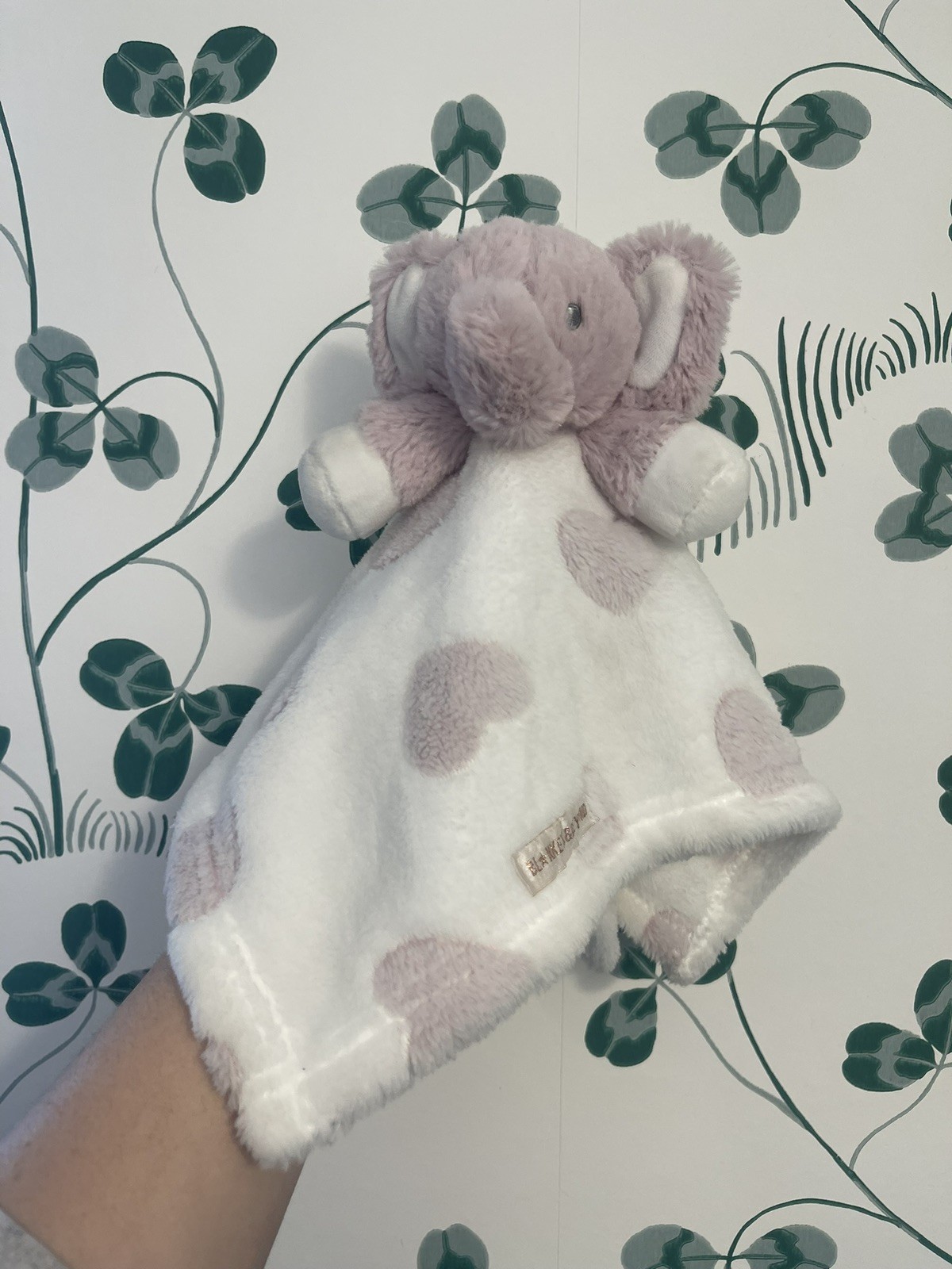 Blankets and Beyond Elephant Security Blanket Lovey White Pink Hearts