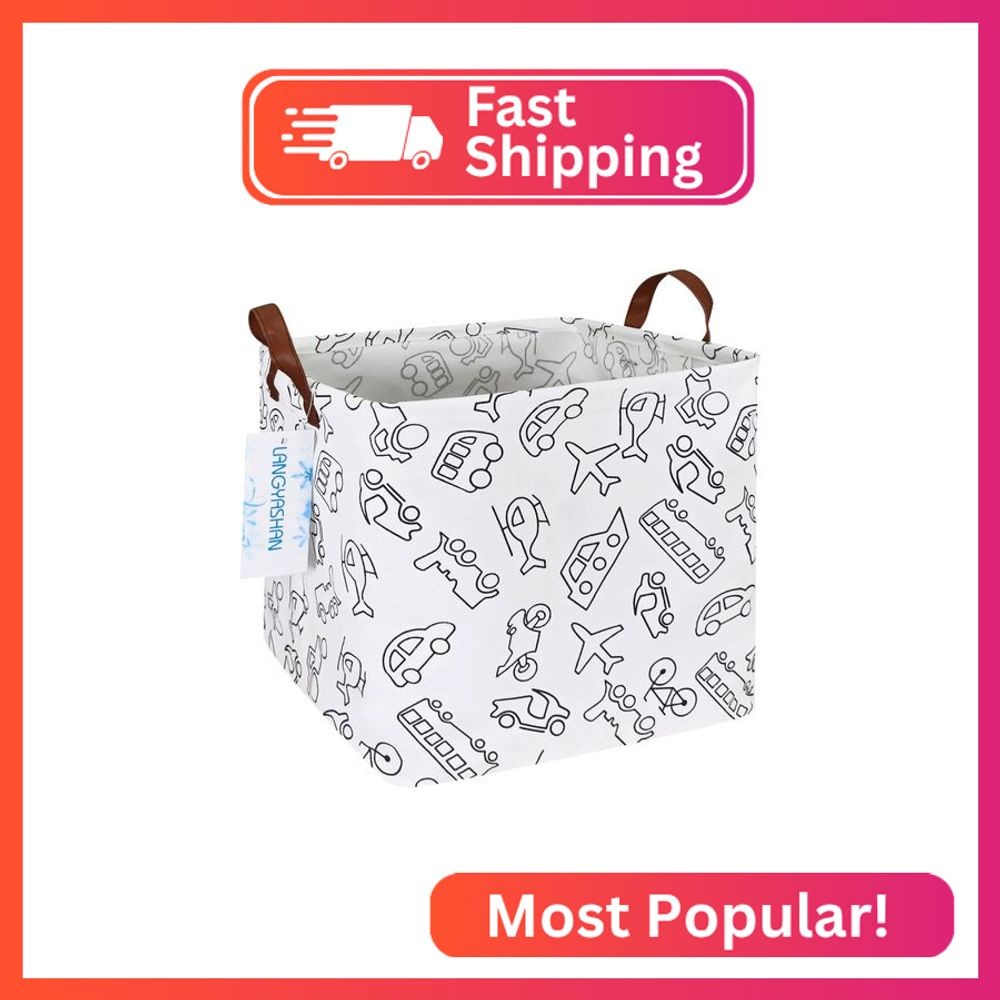 LANGYASHAN Square Storage Baskets Waterproof Canvas Children Laundry Nursery Ham