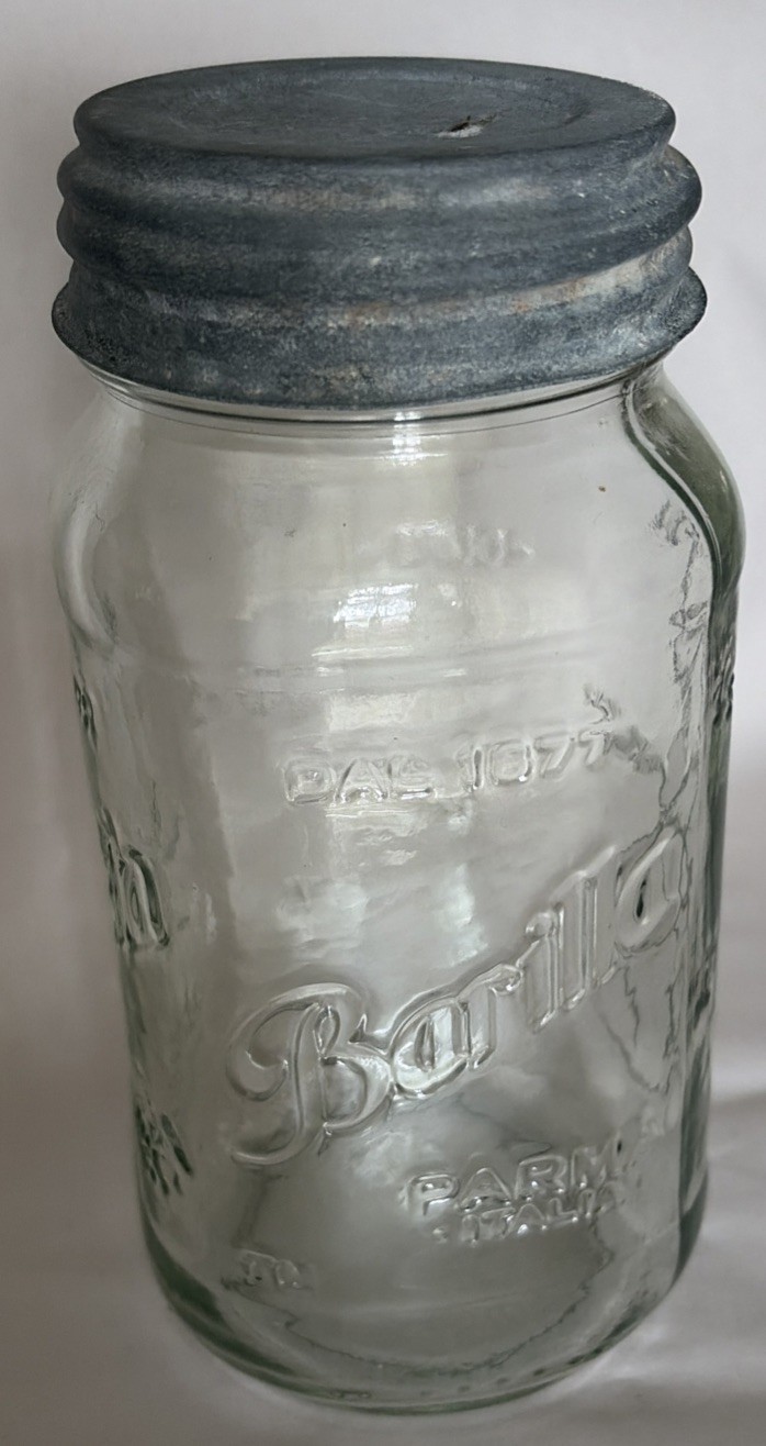 Dal 1877 Clear Glass Ball Jar Barilla Parma Italian With Original Zinc Lid