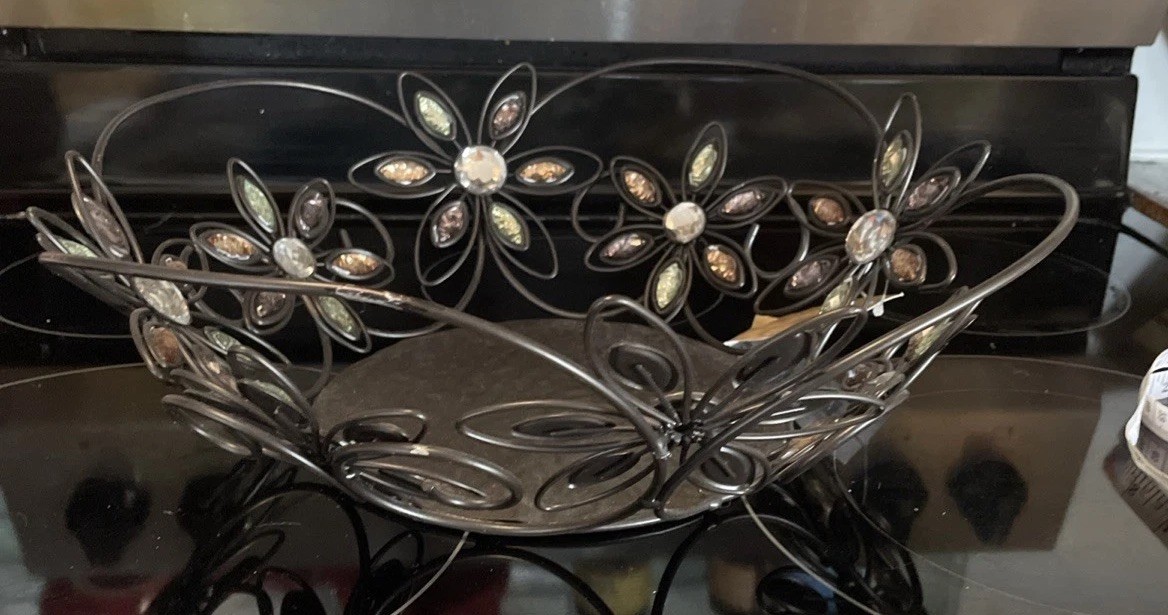 Kirklands Bronze Jeweled Decorative Bowl