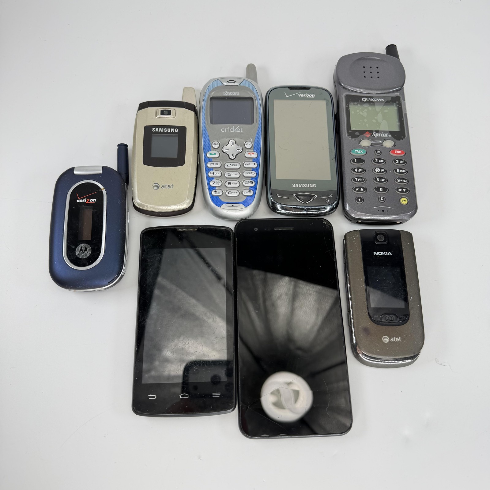 Vintage Cell Phone Lot 8 Mixed Brands Parts Repair AT&T Verizon Sprint LG Nokia