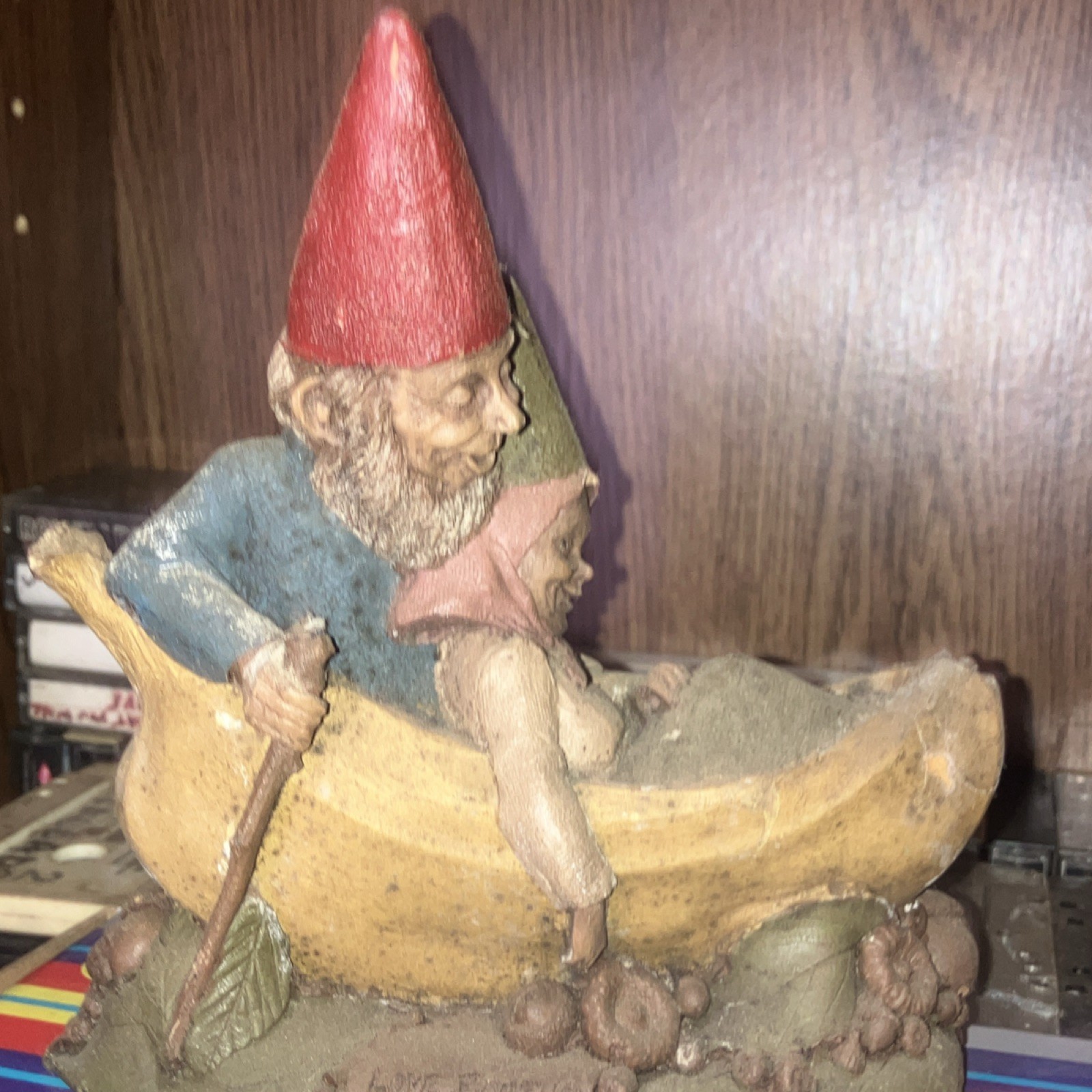 Lowe Barton Handmade Fantasy Gnome Couple Banana Boat Collectible Figurine 1992