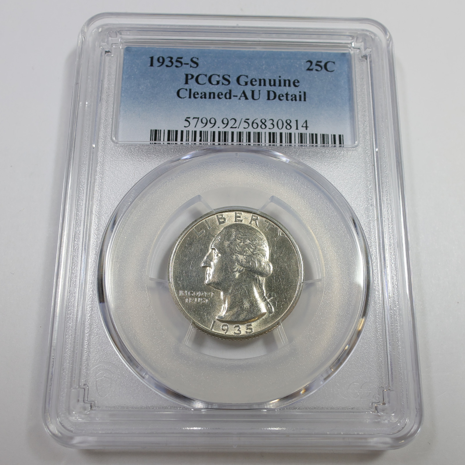 1935 S PCGS AU Detail - Silver Washington Quarter 25c US Coin #59288B