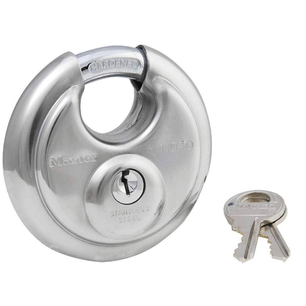 Master Lock Padlock, Stainless Steel Discus Lock, 2-3/4 in. 1 Pack, Silver 