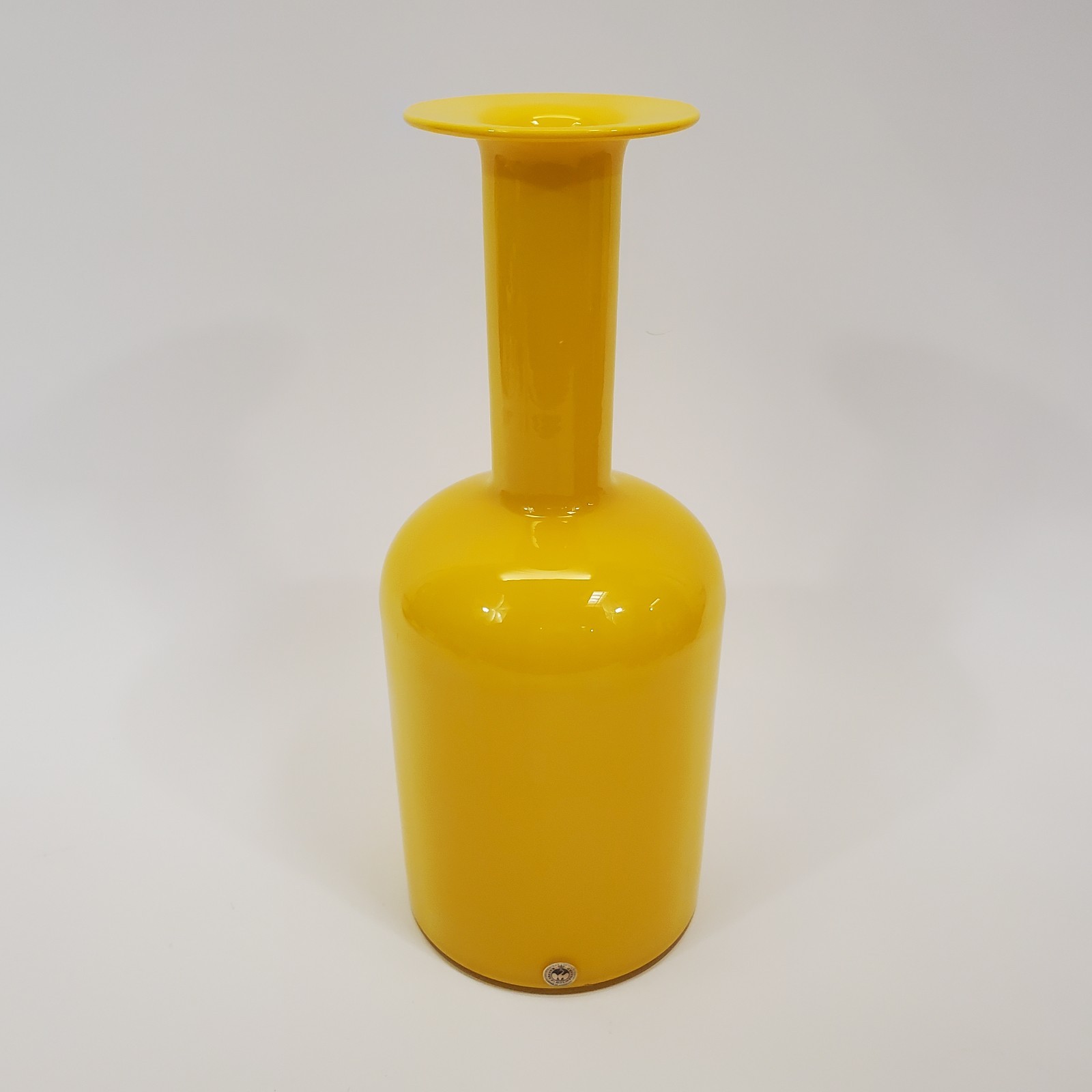VTG Holmegaard Gulvvase Otto Brauer Yellow Cased Art Glass Floor Vase 14.5 DK