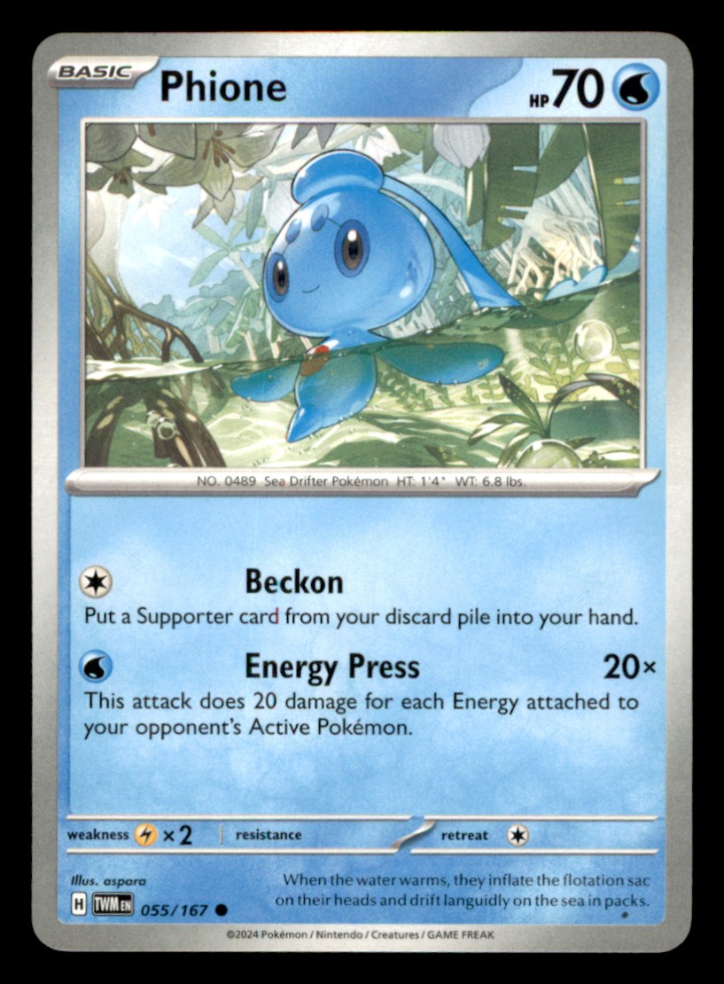 Phione Common SV06: Twilight Masquerade 055/167 NM Normal Pokemon