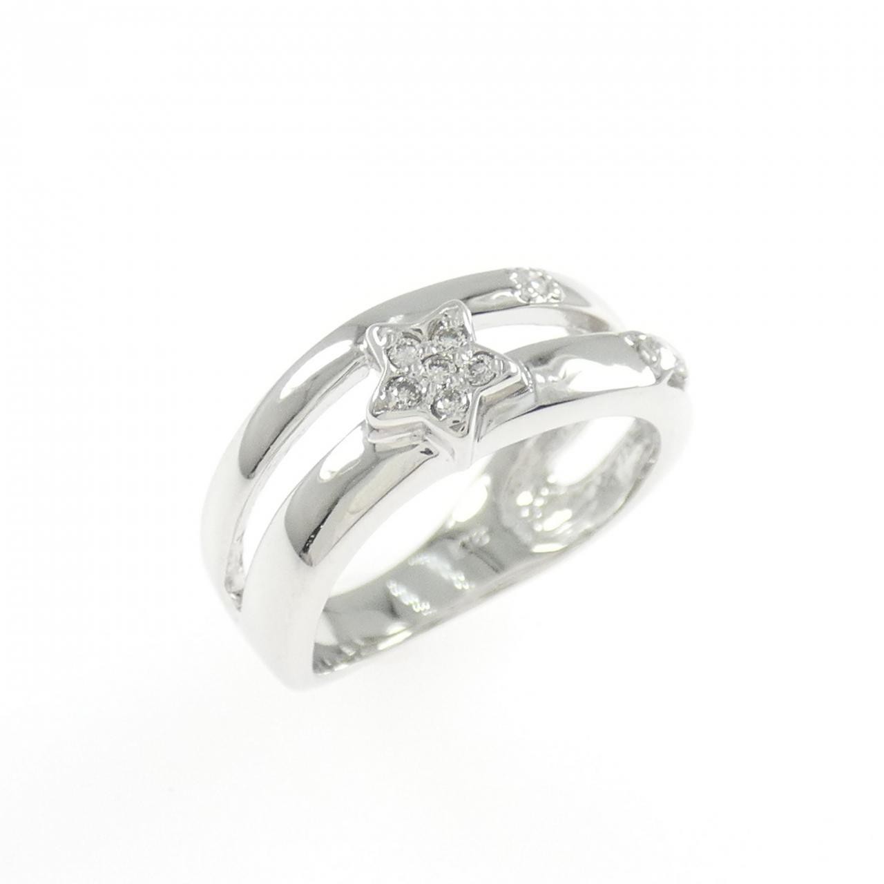 Authentic K18WG Star Diamond Pinky Ring #260-007-368-9898