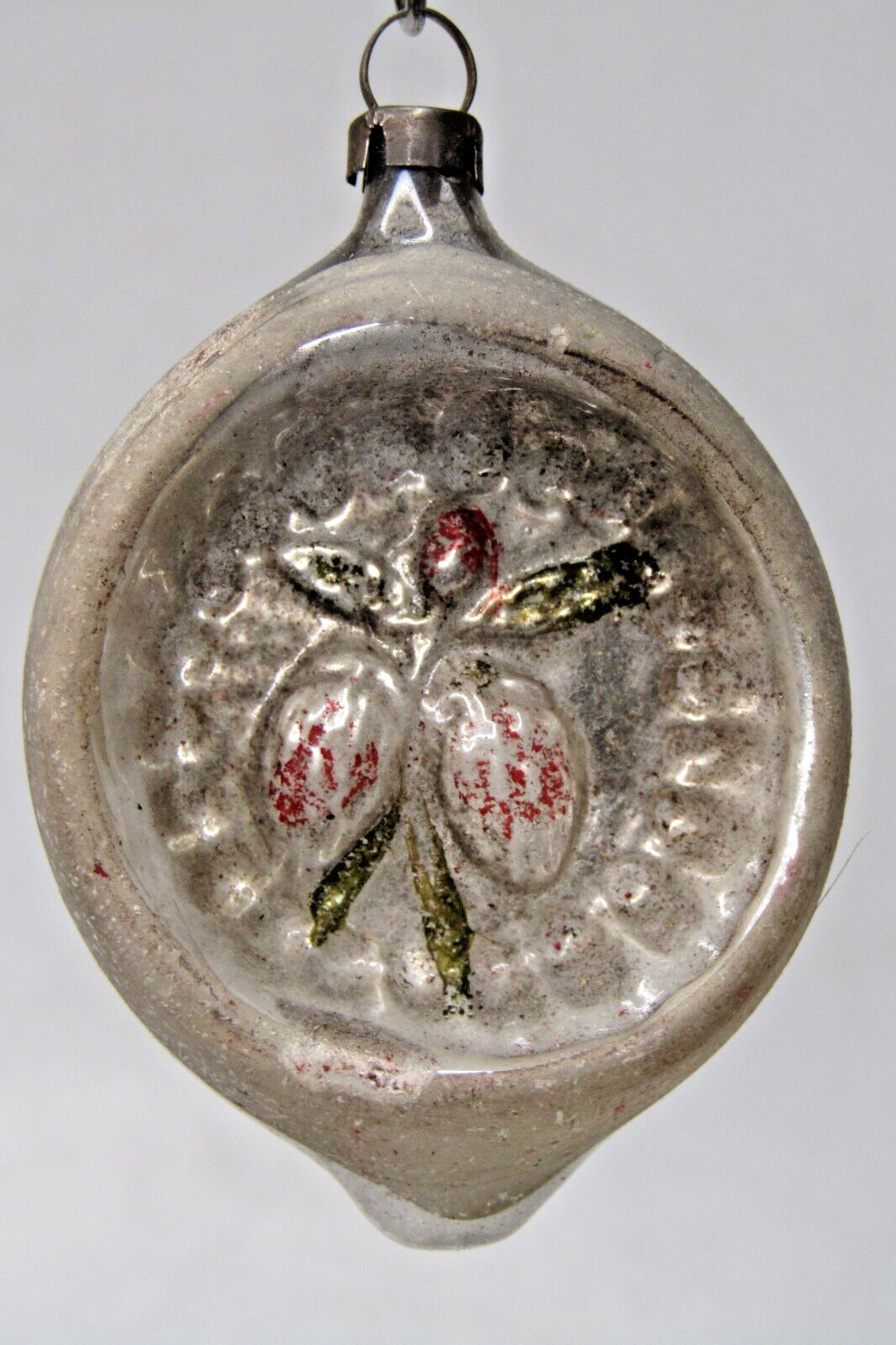 Vintage Antique Glass BERRY Embossed Indent Drop Christmas Ornament Germany