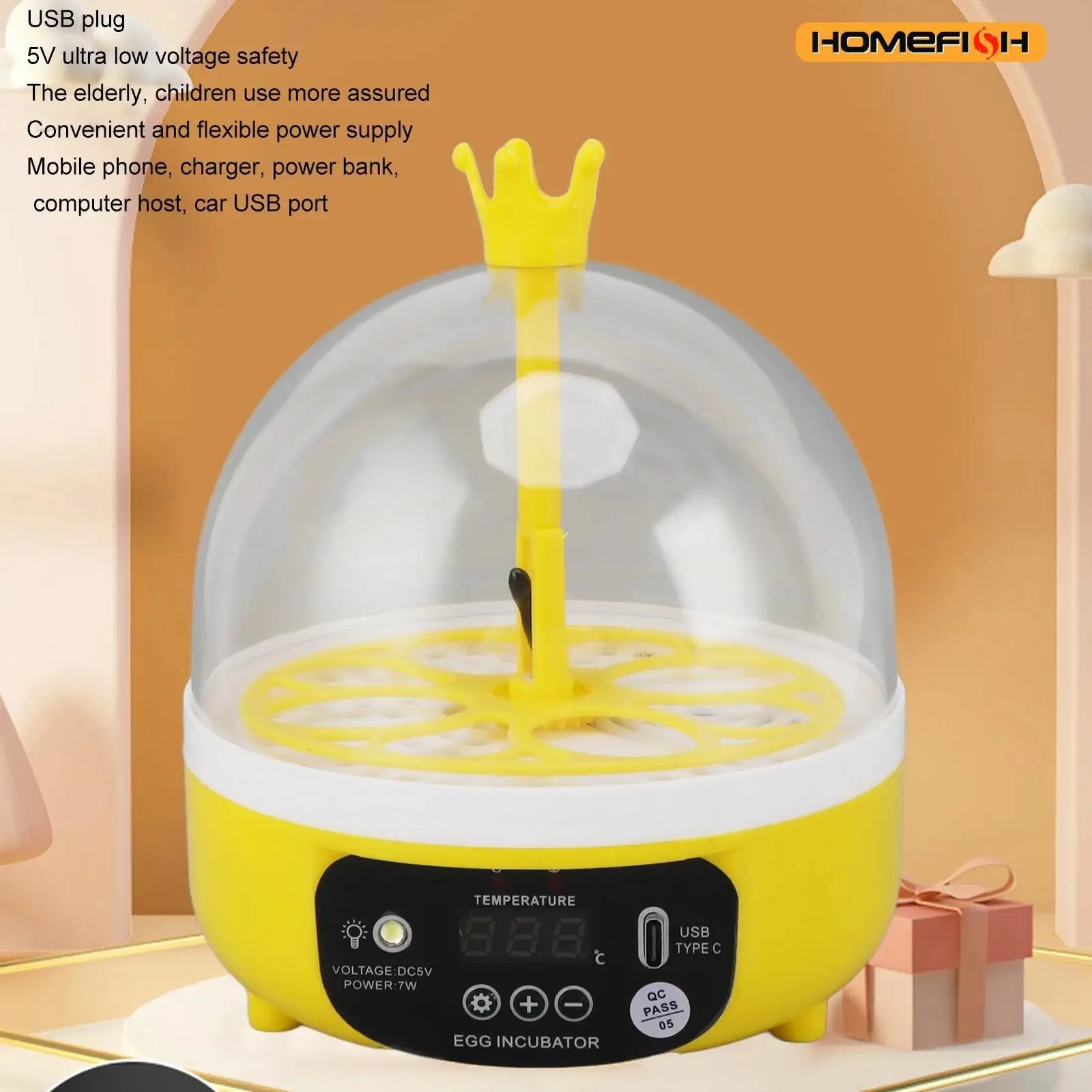 Mini Egg Incubator for Home Automatic Temperature Humidity Control 4 Eggs