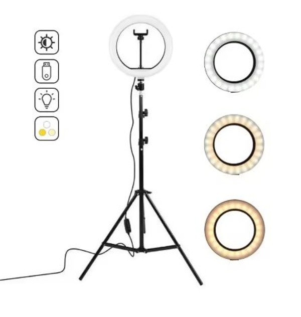 10" LED Selfie Ring Light With Tripod Phone& Holder Stand For Makeup Live Stream