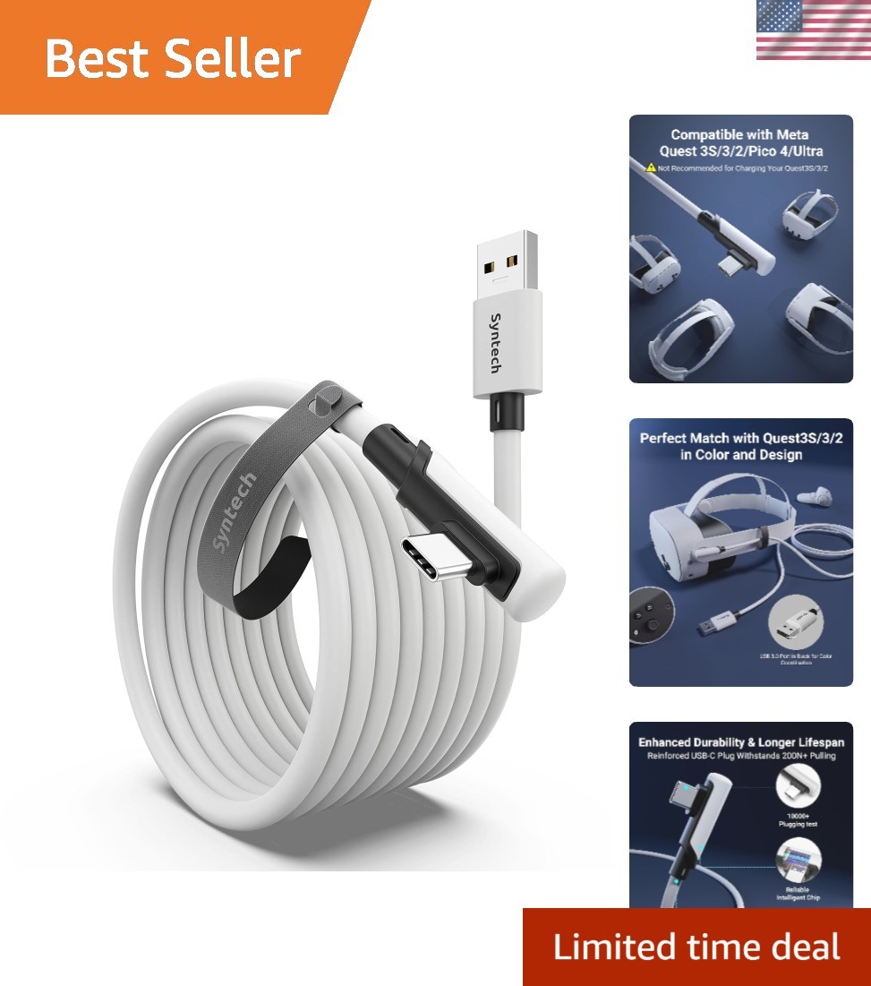 16FT High-Speed USB 3.0 VR Link Cable for Meta Quest & Pico Headsets