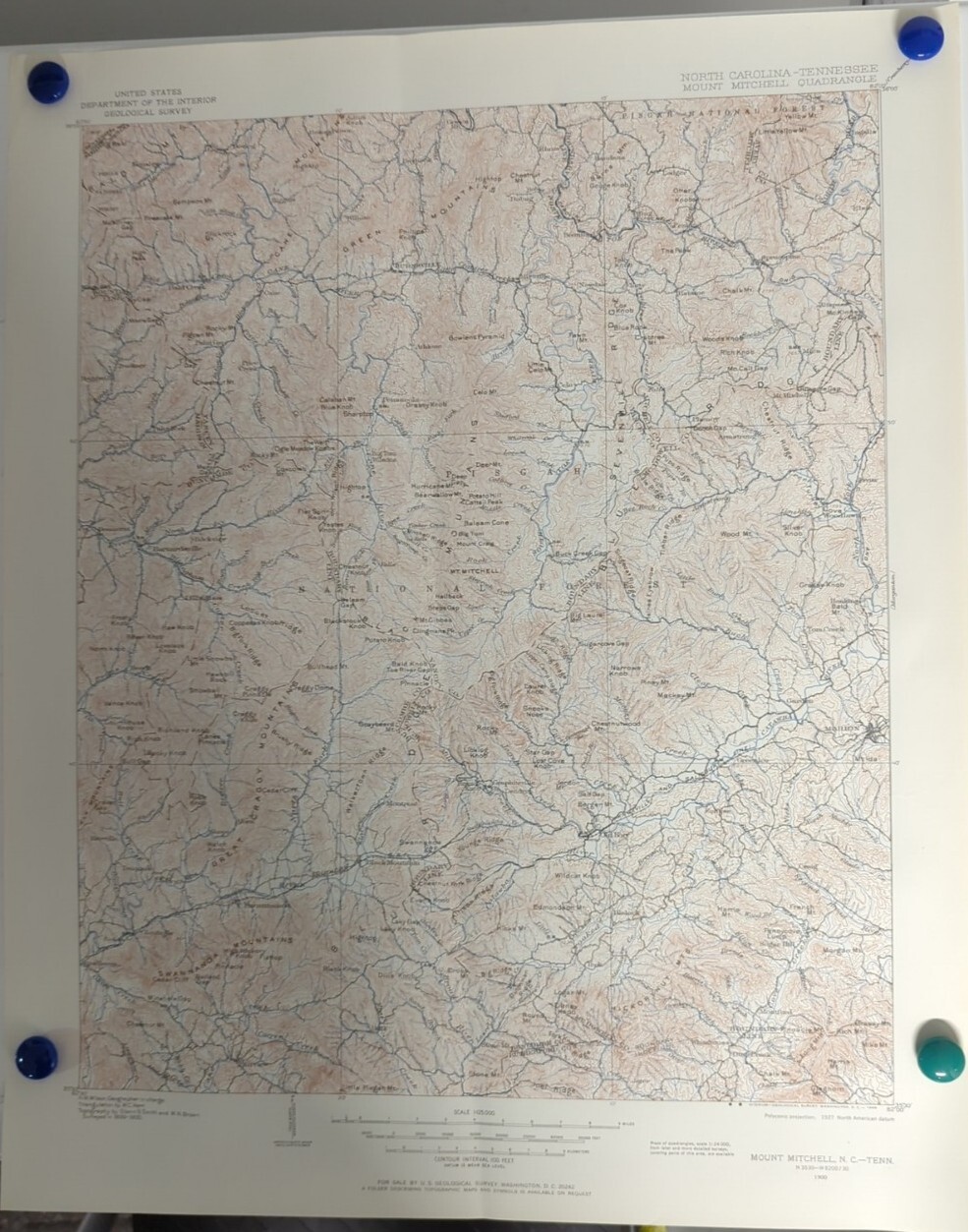 North Carolina - Tennessee - Mount Mitchell Quadrangle (1900 survey) Original...