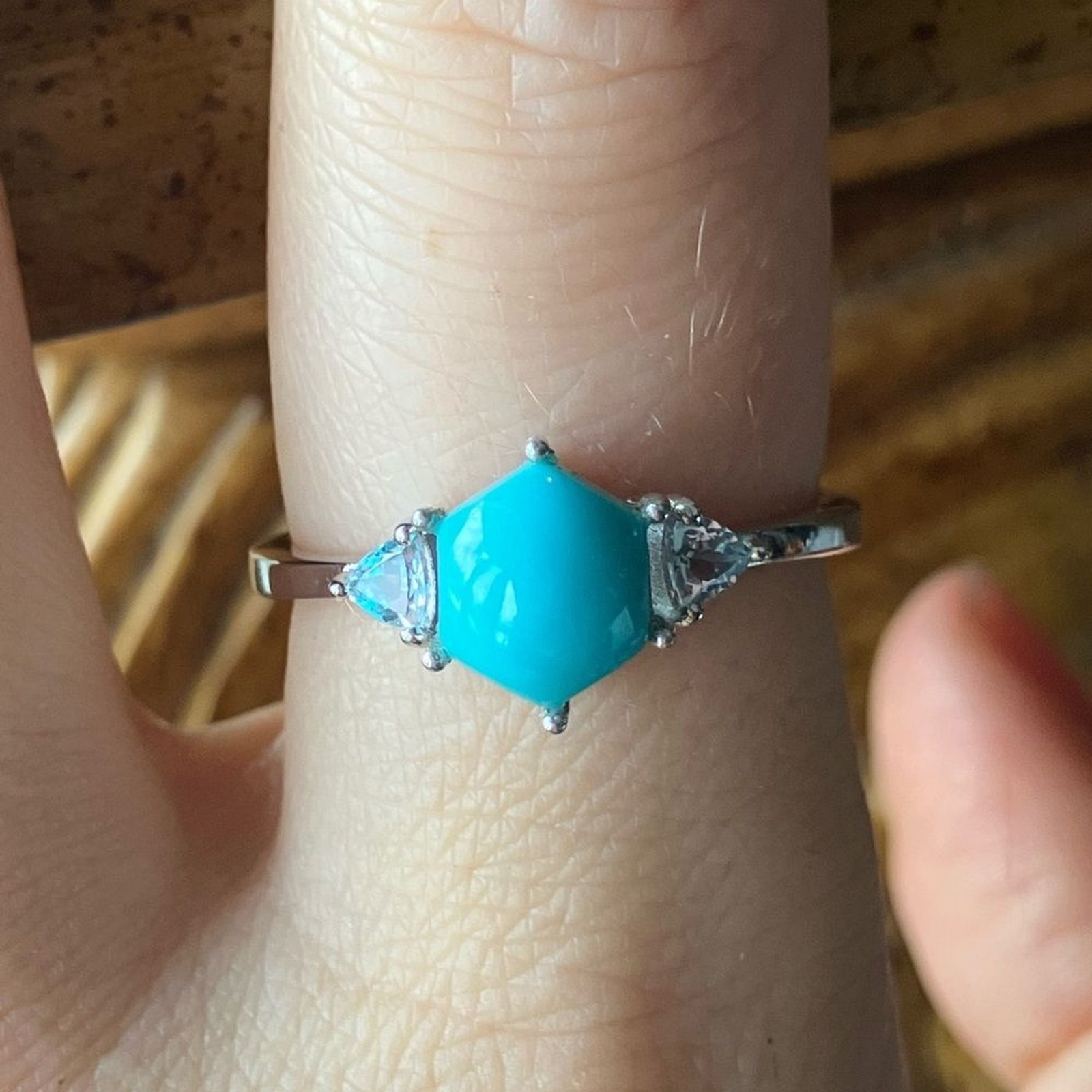 Sleeping Beauty Turquoise Blue Topaz Sterling Silver Ring Size 8.75