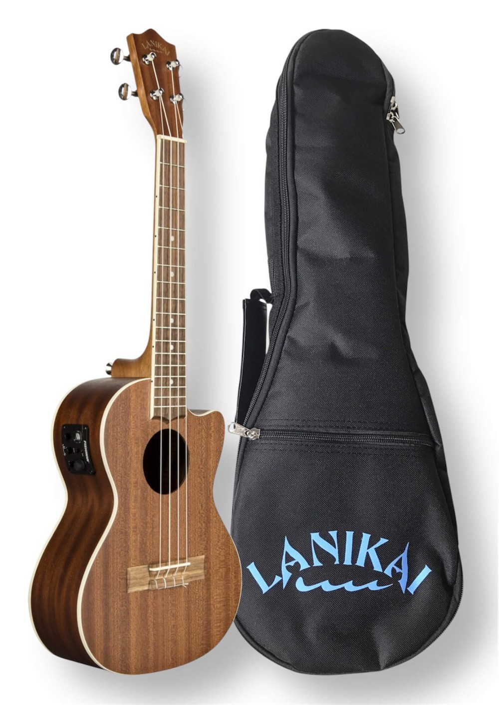 LANIKAI Mahogany Tenor Ukulele – Cutaway, Fishman Preamp, Softcase, Tenor...