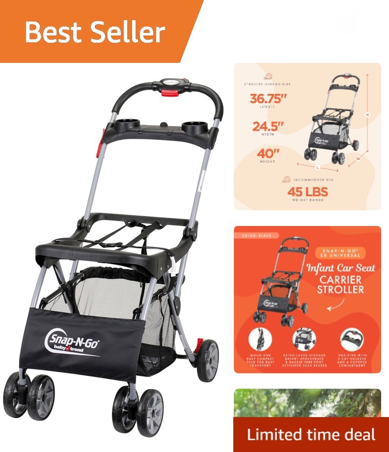 Snap N Go EX Polyester Lightweight Foldable Universal Single Infant Car Seat ...