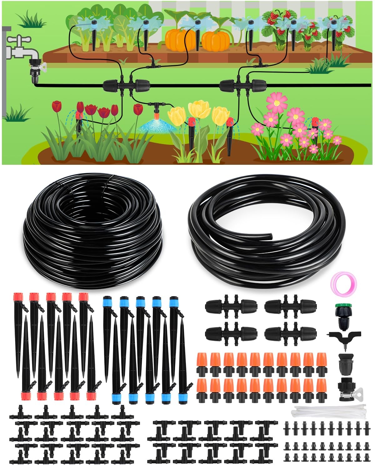 Drip Irrigation System for Watering Garden: 230FT Misting Sprinkler DIY Devices 
