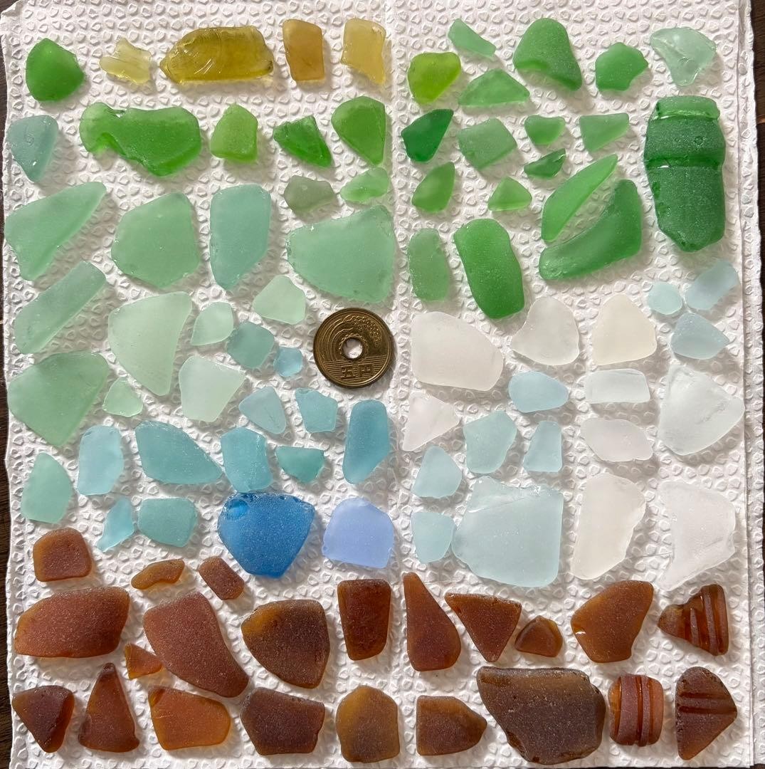 Sea Glass Handmade Glass 200g Genuine  Surf-Tumbled From Japan 