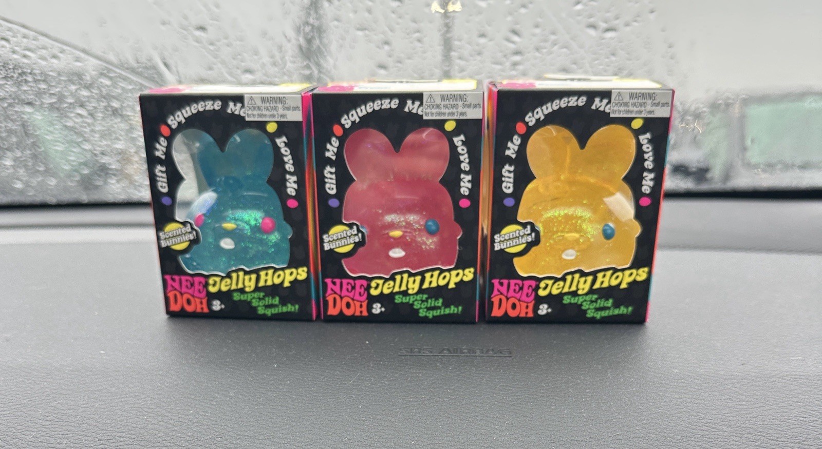 Nee Doh Jelly Hops Scented Bunny Squeeze Toy Blue Pink Yellow 