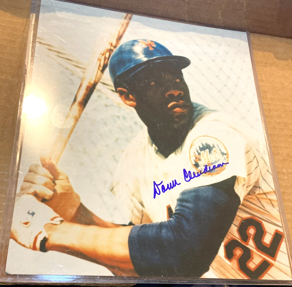 .  DONN CLENDENON NEW YORK METS SIGNED AUTOS 8X10 COLOR PHOTO /CERTIFICATE