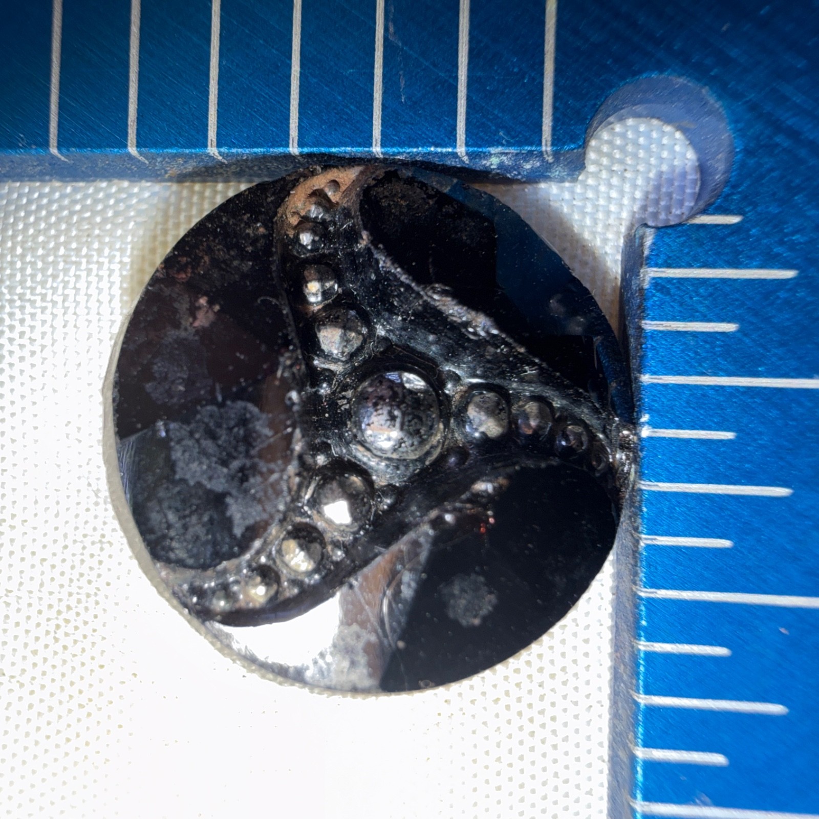 ANTQ Victorian Jet Glass Button 1880s Marcasite Style Faceted 1/2" Found OBJ