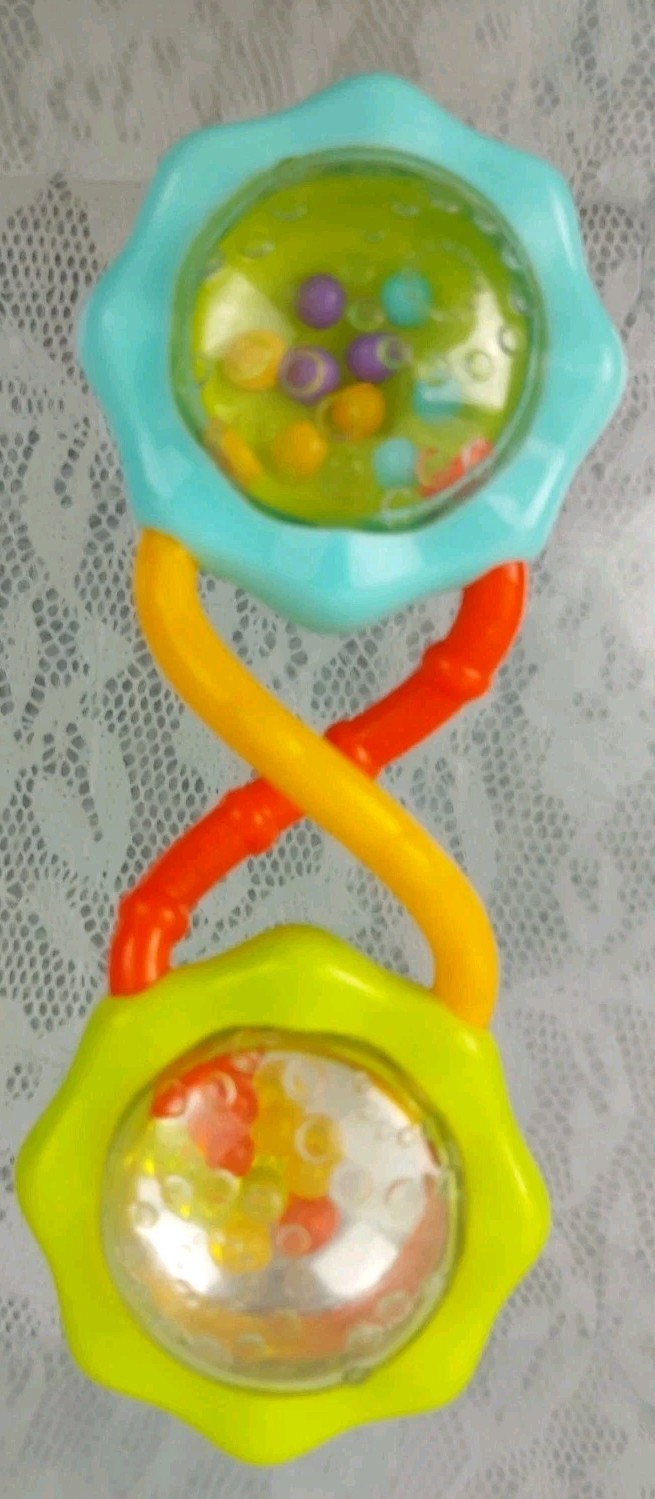 Bright Starts Rattle & Shake Barbell Blue Green Yellow Orange Baby Infant Toy 
