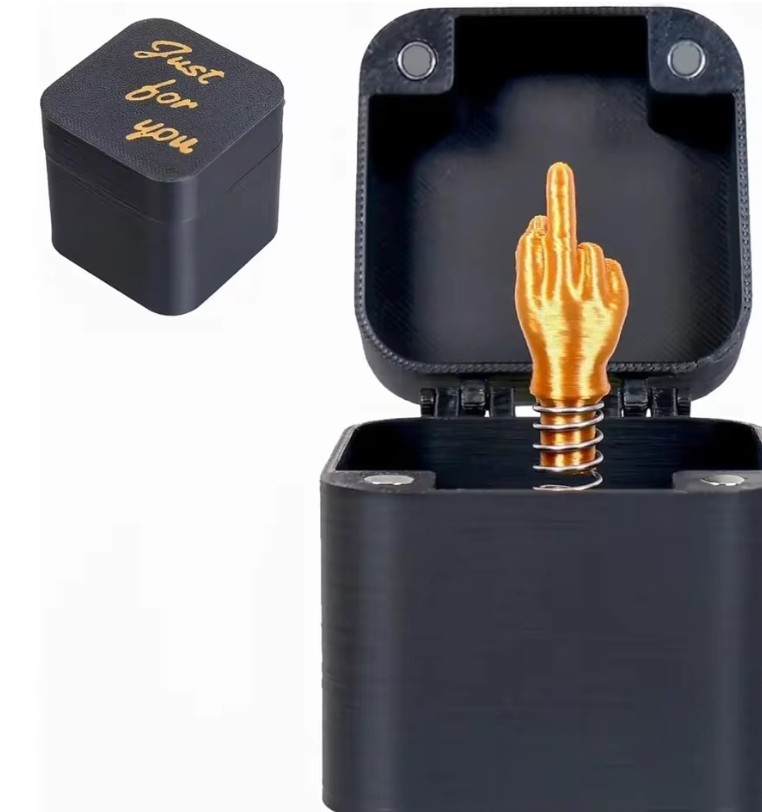 Funny Middle Finger in Box - Desk Decor Gag Gift for Halloween, Christmas & Birt