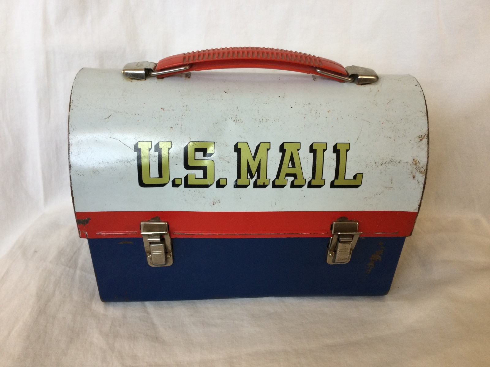 Vintage US Mail Metal Domed Lunchbox Mr Zip Post Office Tin Box 1960s PS