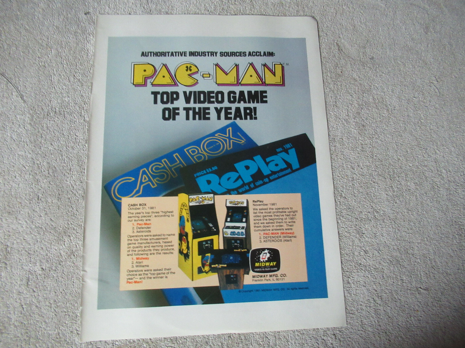 giant 9 7/8 -13 3/8" PAC MAN + MOUSE TRAP  GAME  FLYER ad 