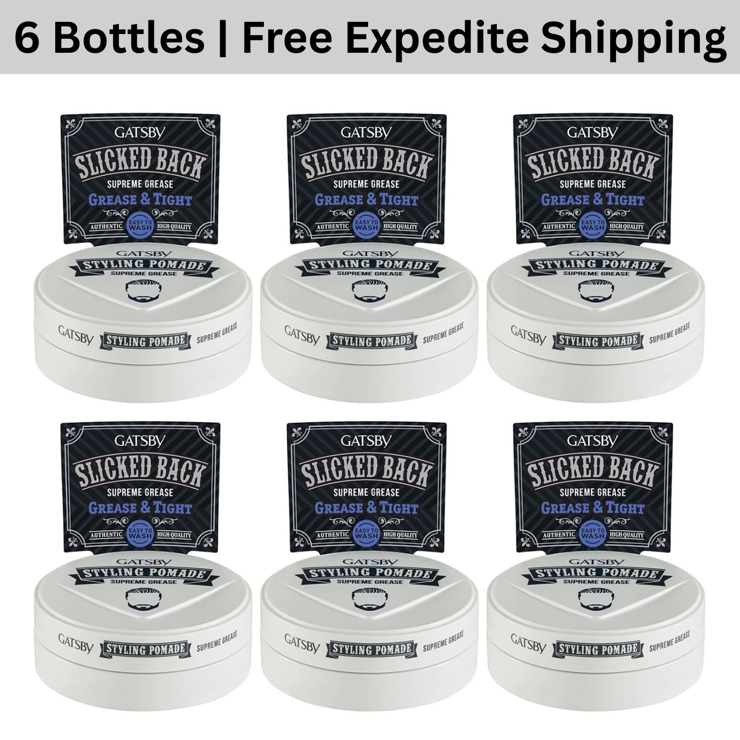6x Gatsby Styling Pomade Supreme Grease Hair Pomade Strong Hold Japan 75g Men