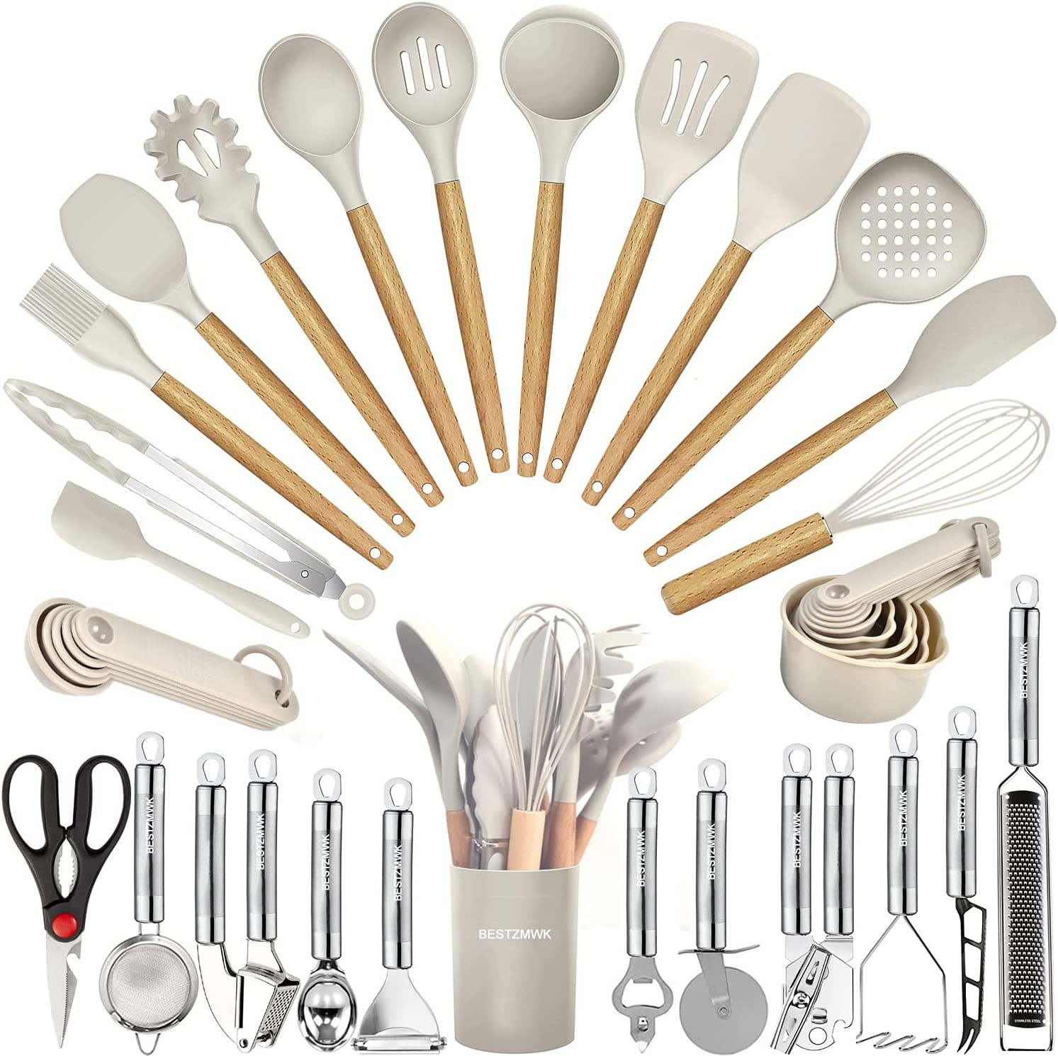 Kitchen Utensils Set- 35 Pcs Cooking Utensils with Grater,Tongs, Spoon Spatula &