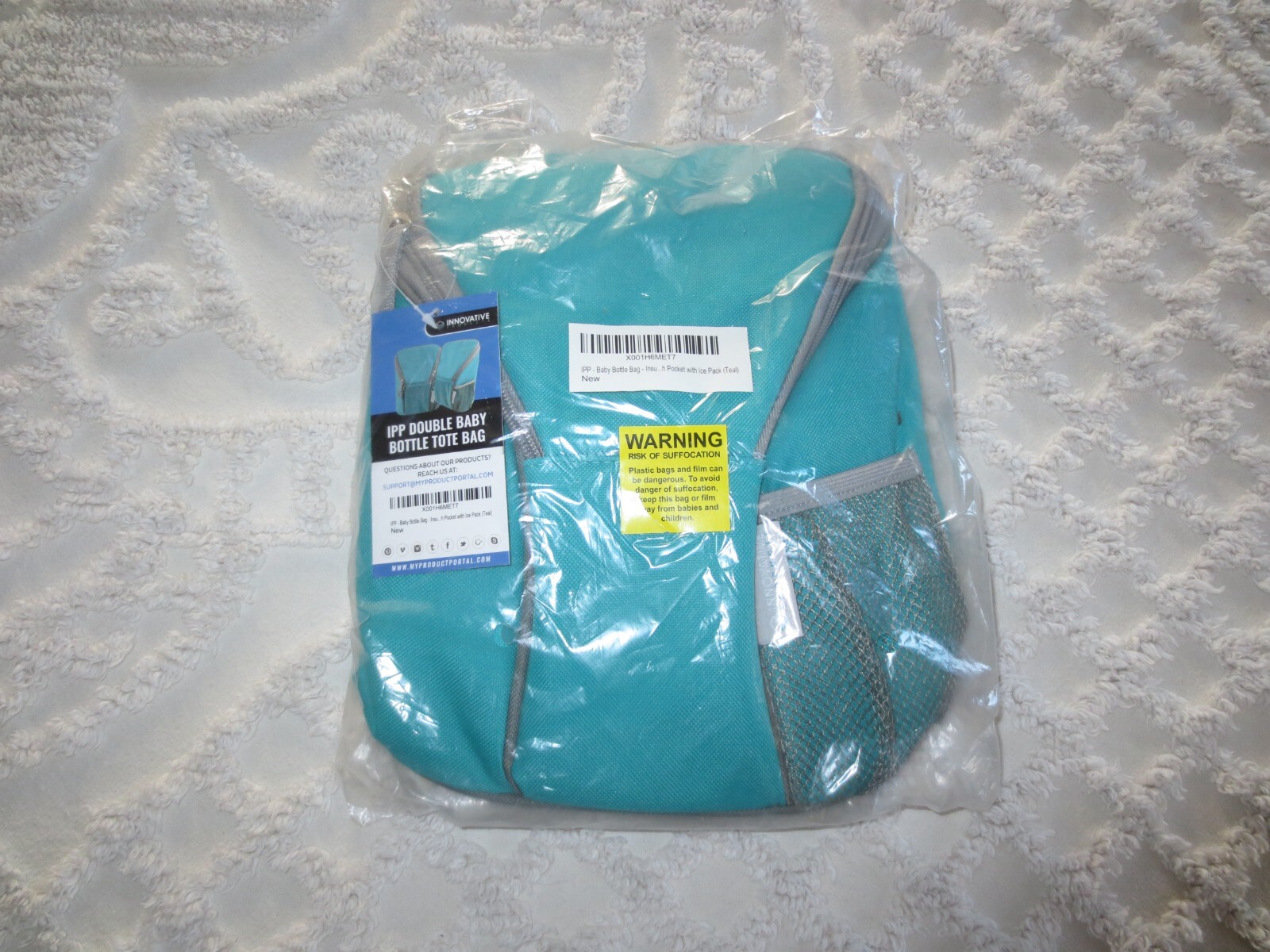 NIP KidZone by IPP Insulated TEAL DOUBLE BOTTLE BABY BAG w/Ice Pack