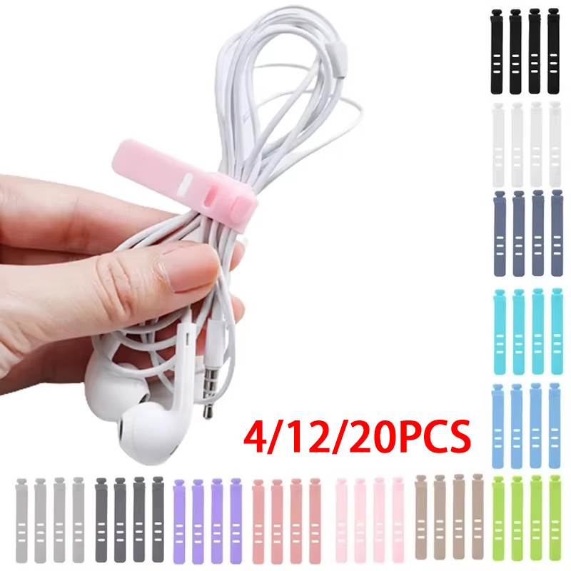 4-20Pcs Silicone Cable Winder Organizer Earphone Clip Phone Charging Wire Cord M