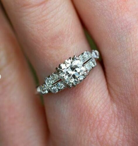 Round Cut 2.50Ct Diamond Solid 14k White Gold Engagement Ring Simulated Size 6.5