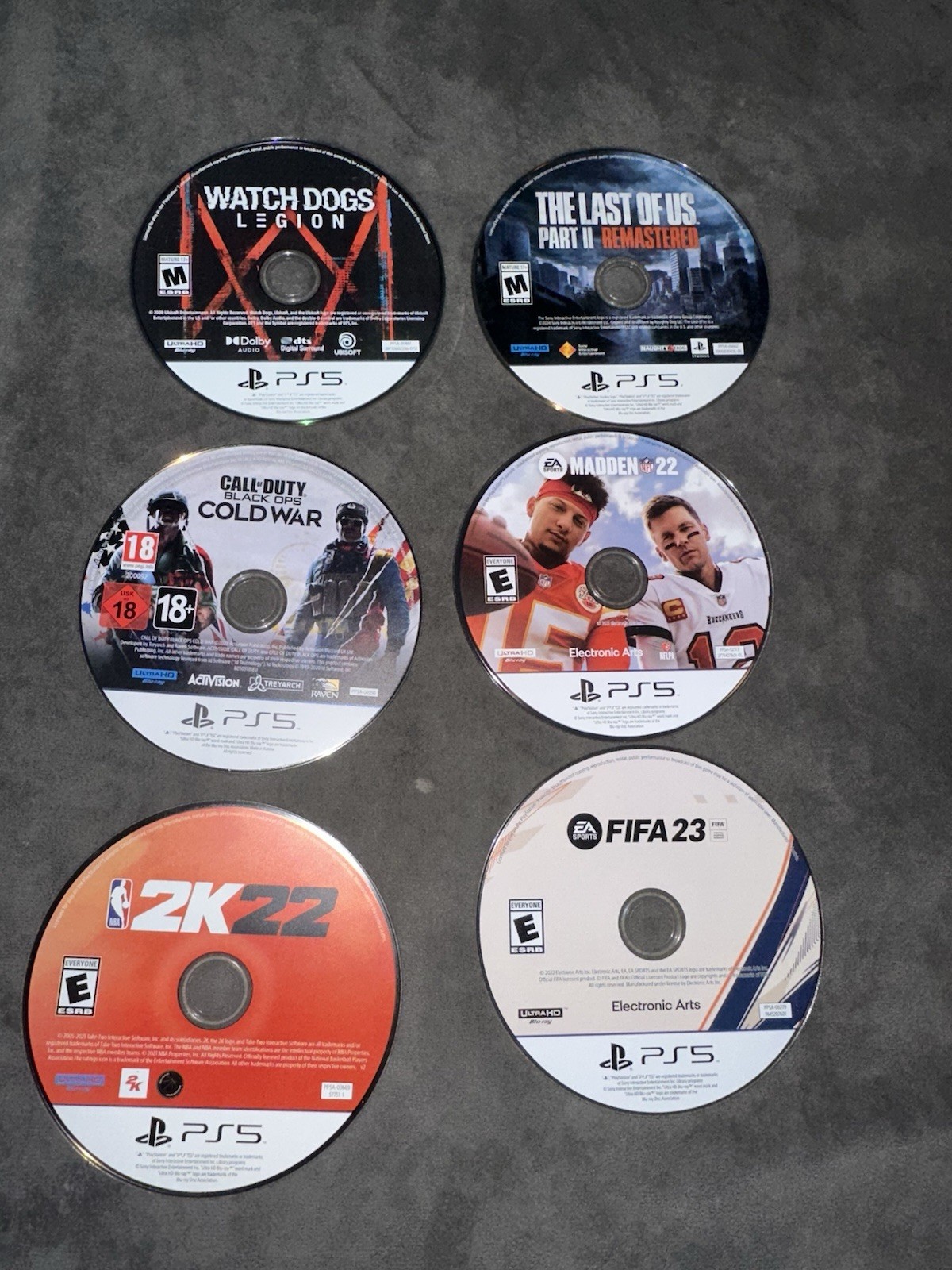 PS5 Game Disc Lot: Watch Dogs, Last of Us, Call of Duty, Madden, NBA 2K22, FIFA…