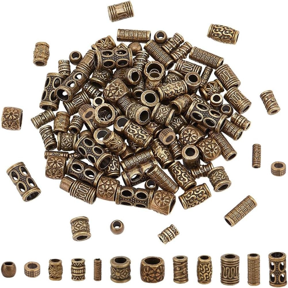 PH PandaHall 120pcs Large 1.5-5.5mm hole, 5-12mm long, 2.5-9.5mm wide, Bronze 