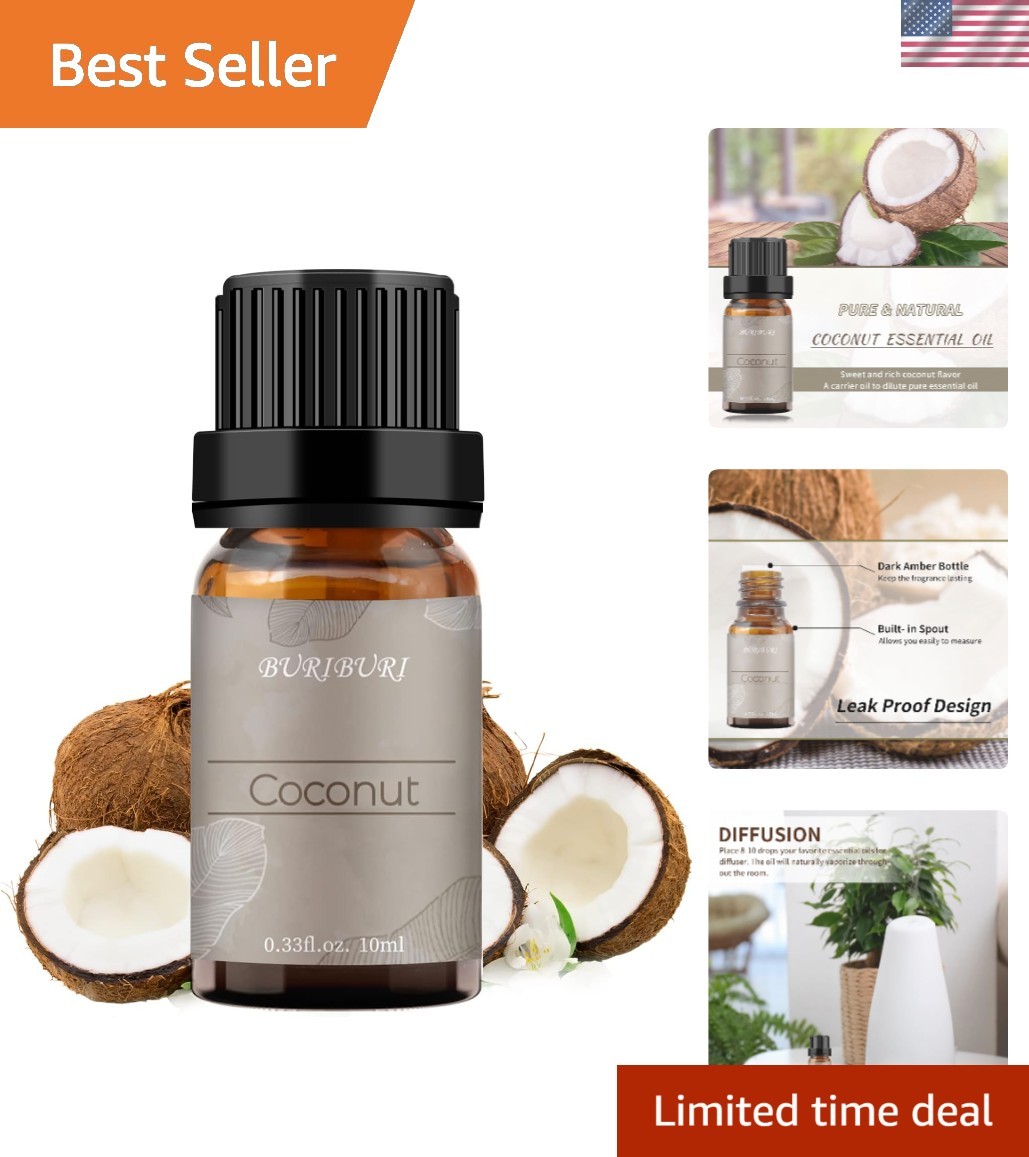 10ml Coconut Essential Oil in Amber Glass - Perfect for Home Fragrance & Therapy