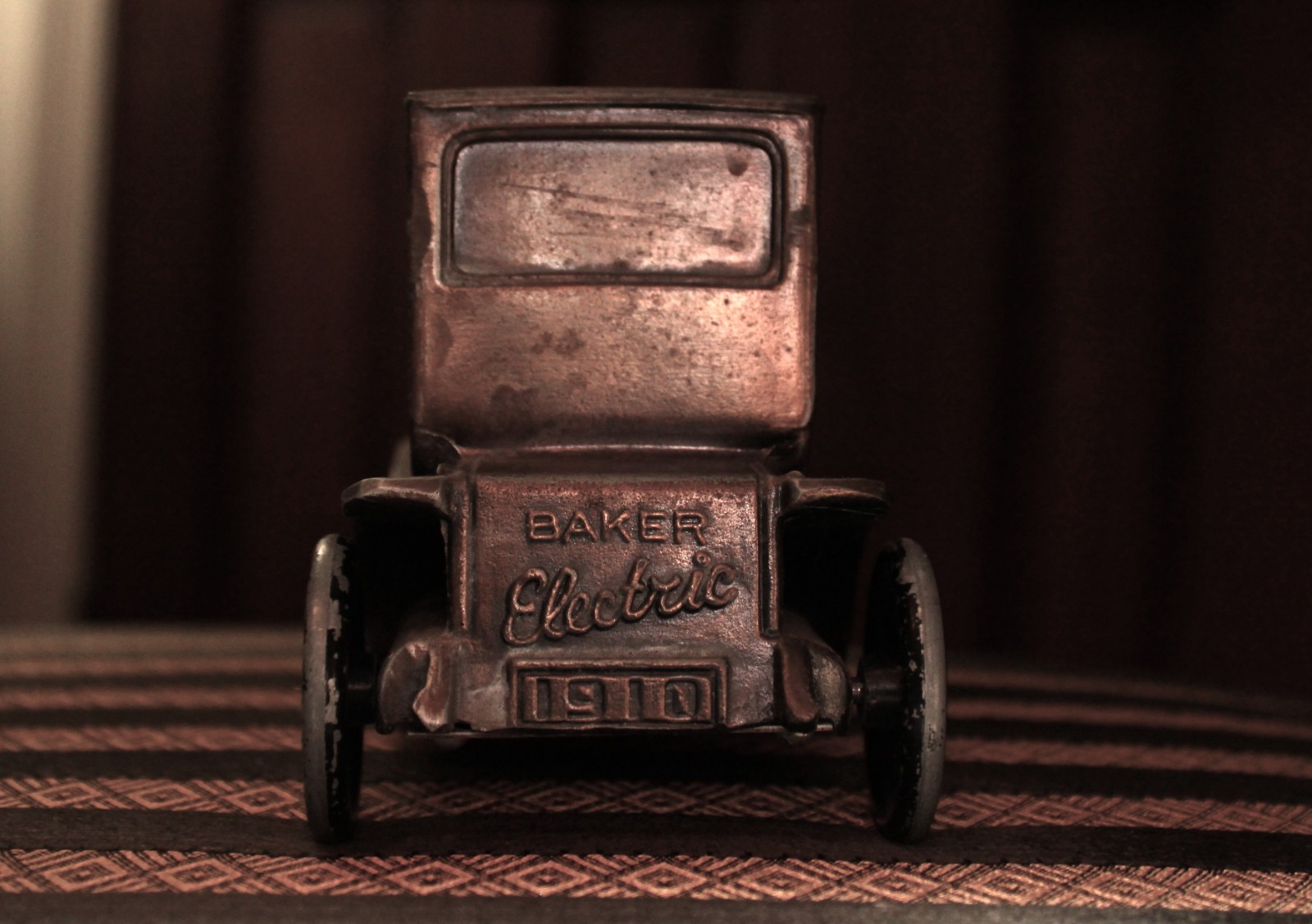 VTG Antique Car Metal Coin Bank 1910 Baker Electric Union Bank National Company