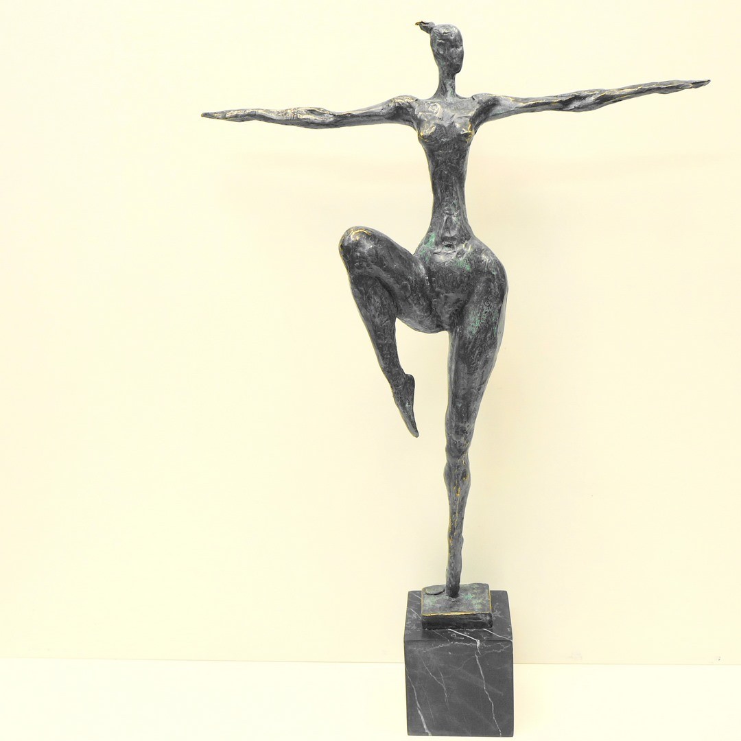 Statue Sculpture Dancer Sexy Pin-up Modern Style Bronze Signed