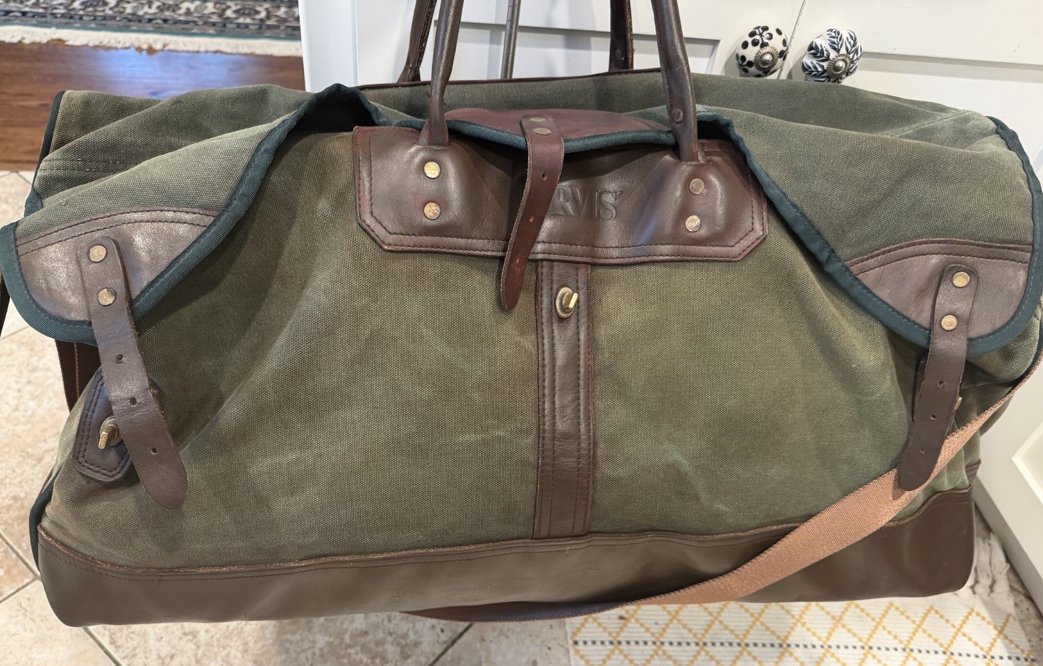 Vintage Orvis Battenkill Expedition Travel Large Canvas Leather 