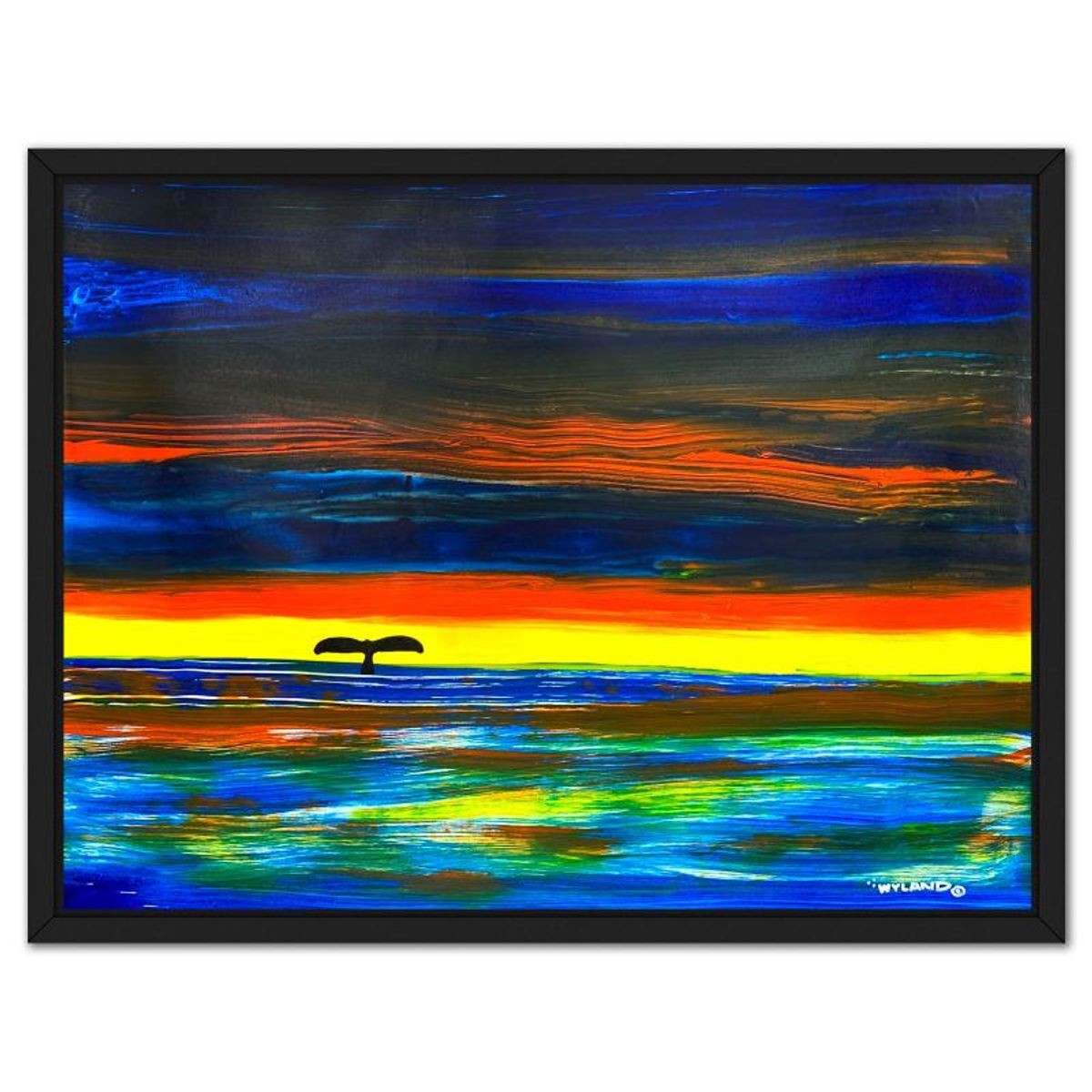 Wyland, "Whale Tail" Framed Original Acrylic Painting on Canvas, Hand Signed wit