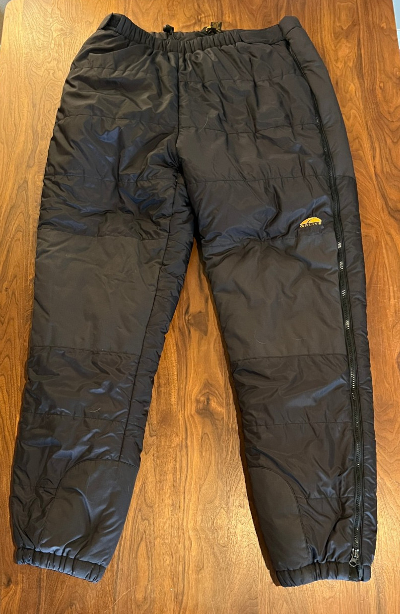 GoLite Polarguard Synthetic Insulated Winter Pants, full leg zip, Mens Large