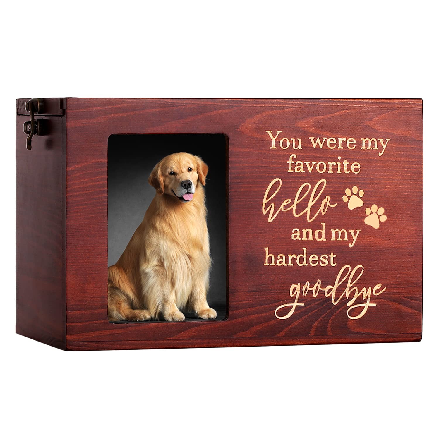 Large Pet Cremation Urn with Photo Frame - Dog Cat Ashes Memorial Box