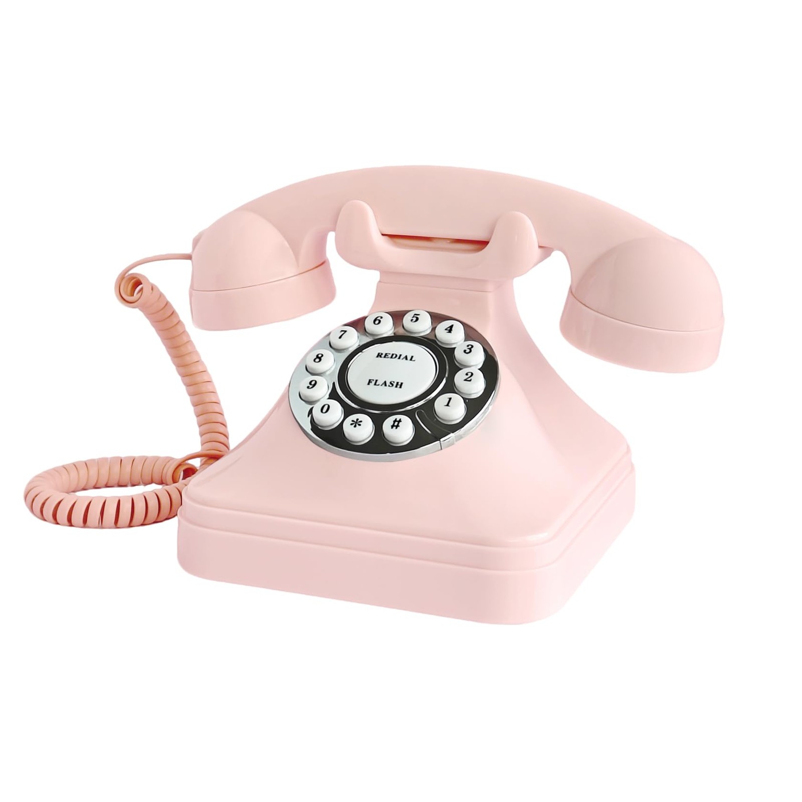 TelPal Pink Retro Corded Landline Home Phone - Basic Decorative Analog Telephone