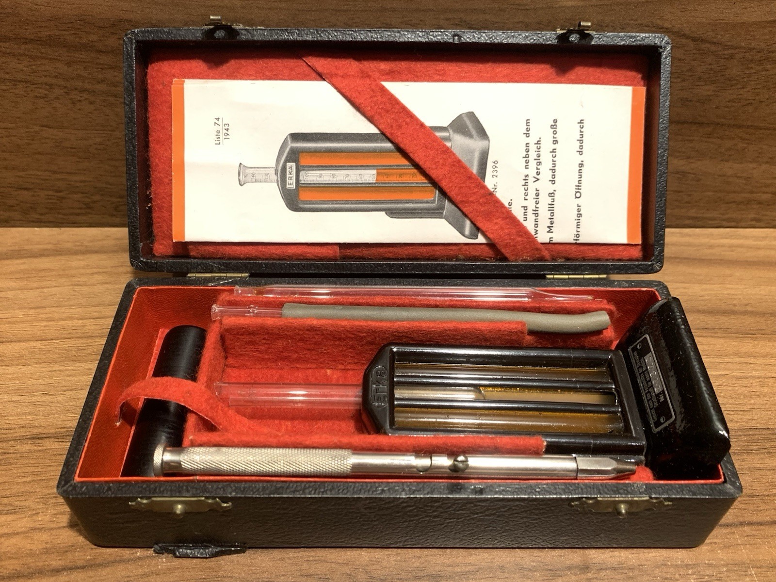 WWII 1943 ERKA Hemometer Complete Set w/ Manual Case