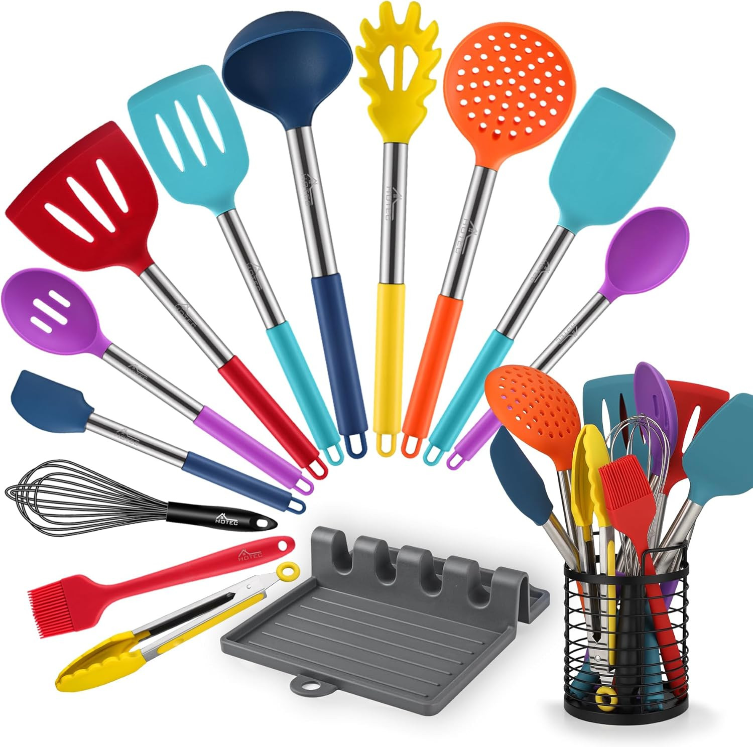 446°F Heat Resistant Silicone Kitchen Utensils, Cooking Utensil Set, Spatula Set