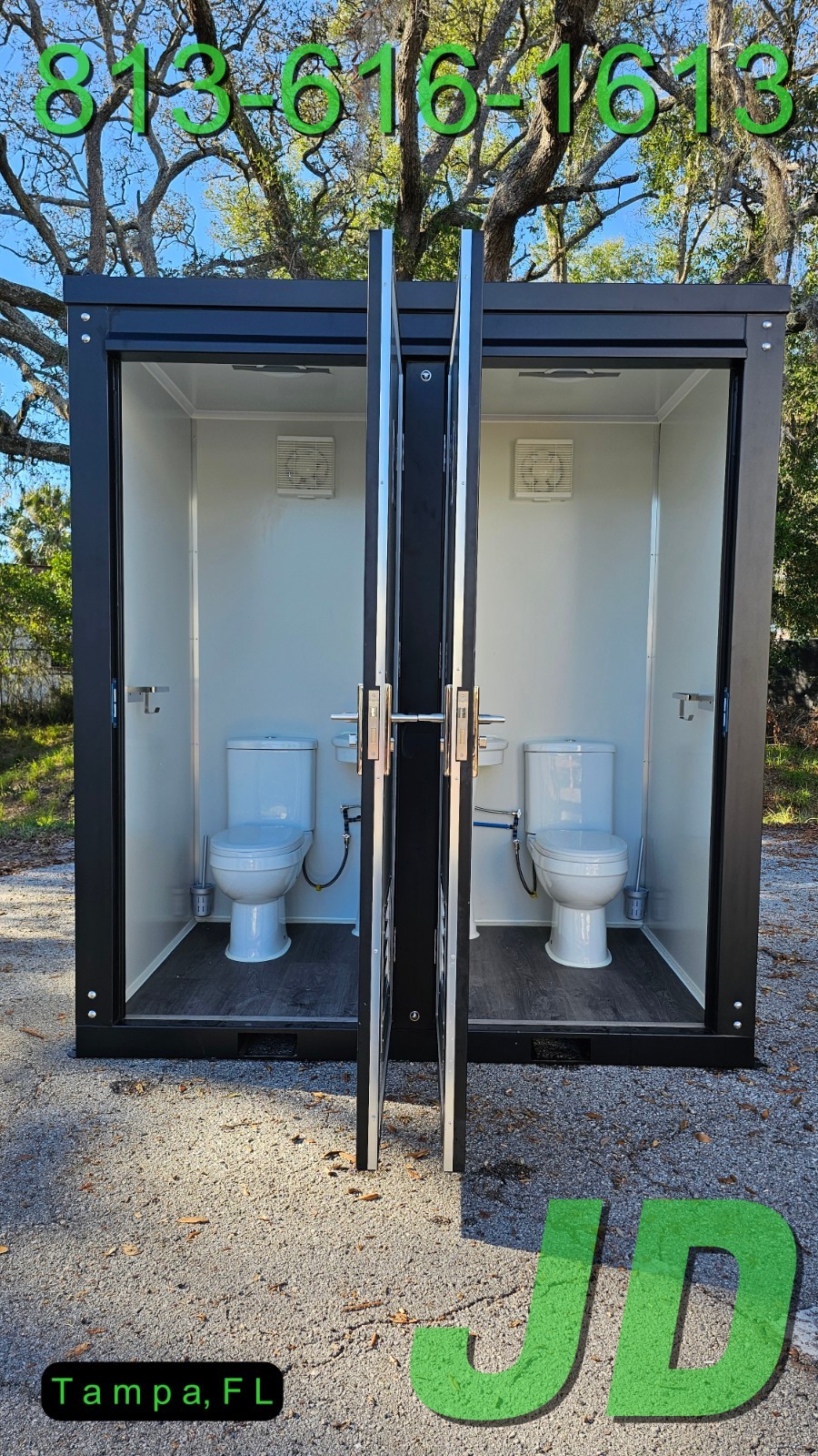 Premium All Steel Frame HD Portable Bathroom Restroom Double Stall Toilet New