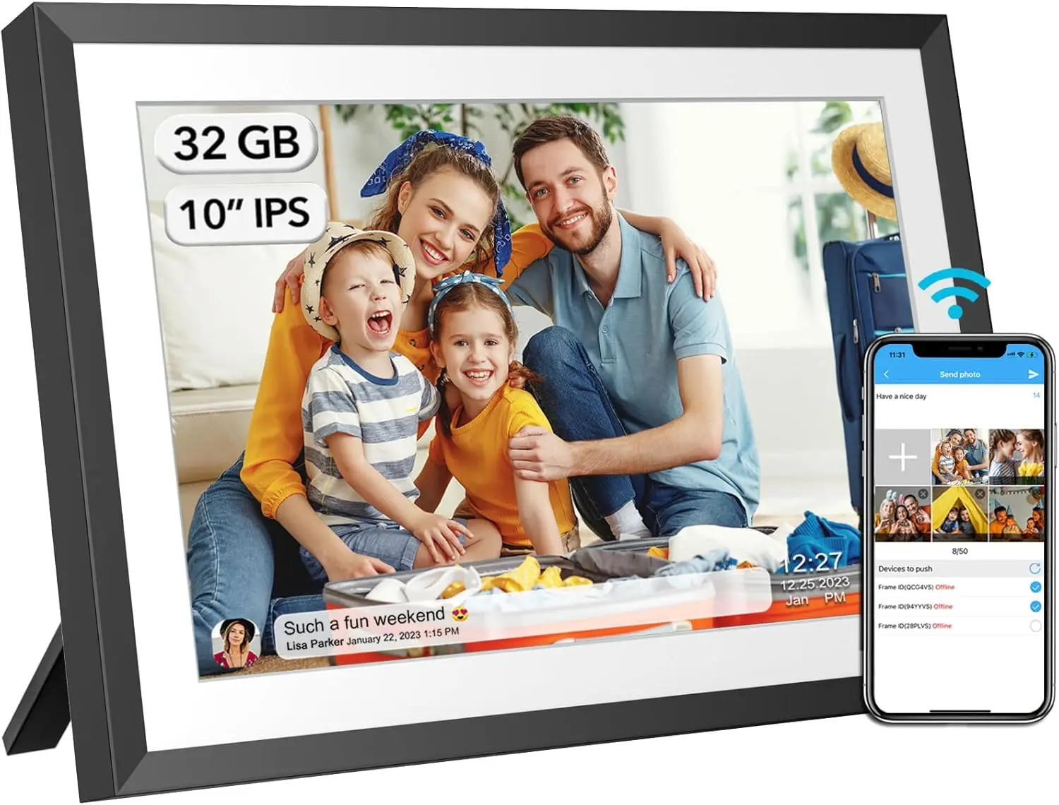 32GB 10.1 Inch WiFi Digital Picture Frame with 1280x800 HD IPS Touch Screen New