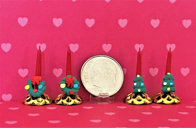 Dollhouse Miniature Christmas Candles - Choice of 1 Pair - 1:12 Scale